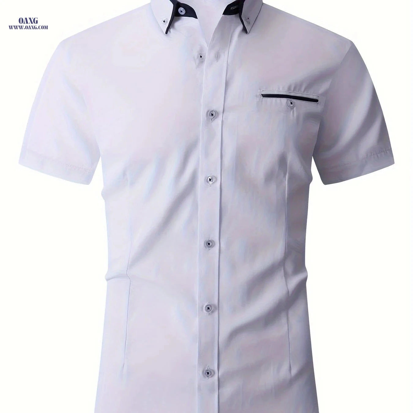 Men's Summer Short Sleeve Dress Shirt - Turn-Collar Business Style   OAXG 