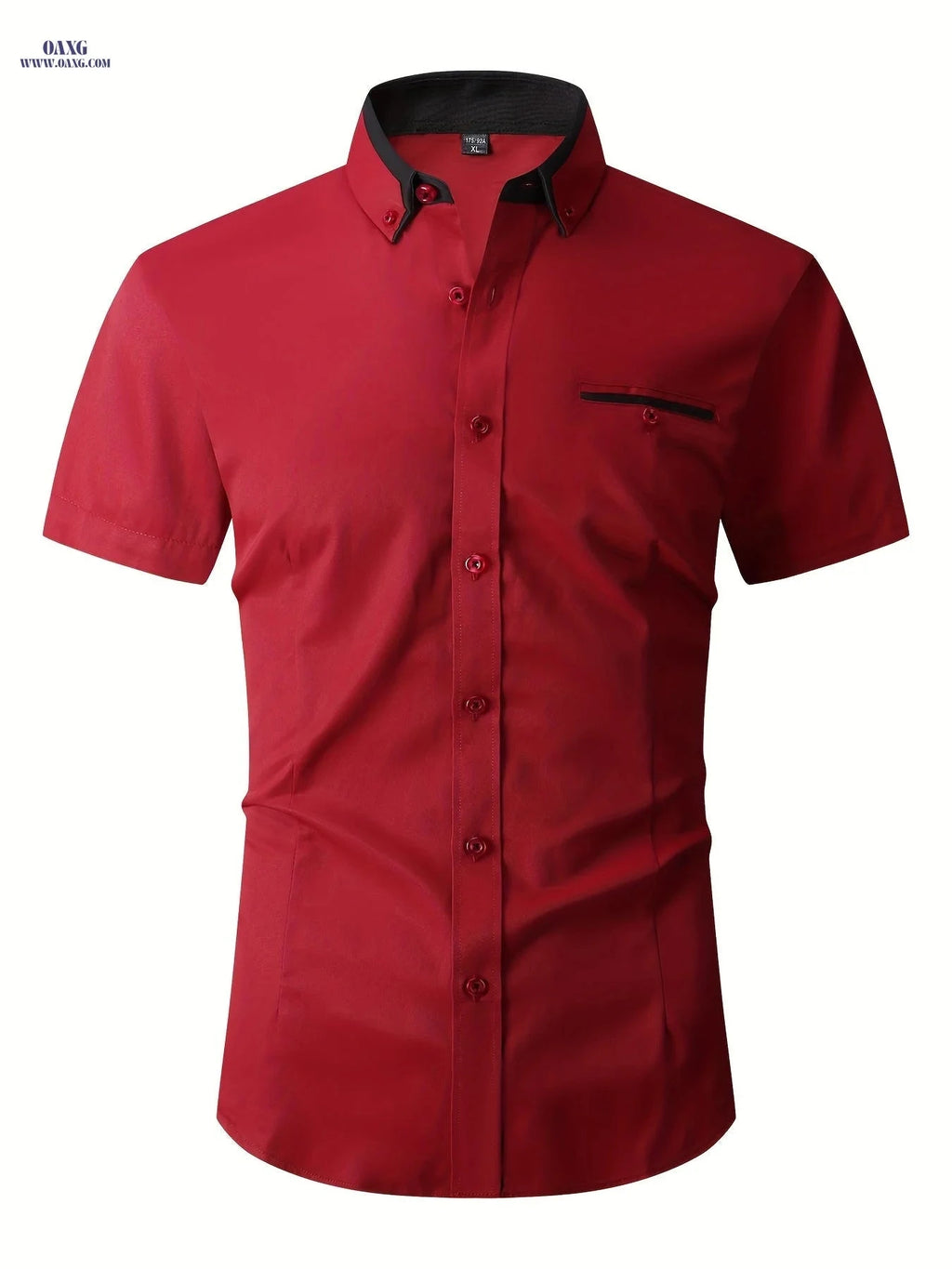 Men's Summer Short Sleeve Dress Shirt - Turn-Collar Business Style   OAXG Pink / FR XXS