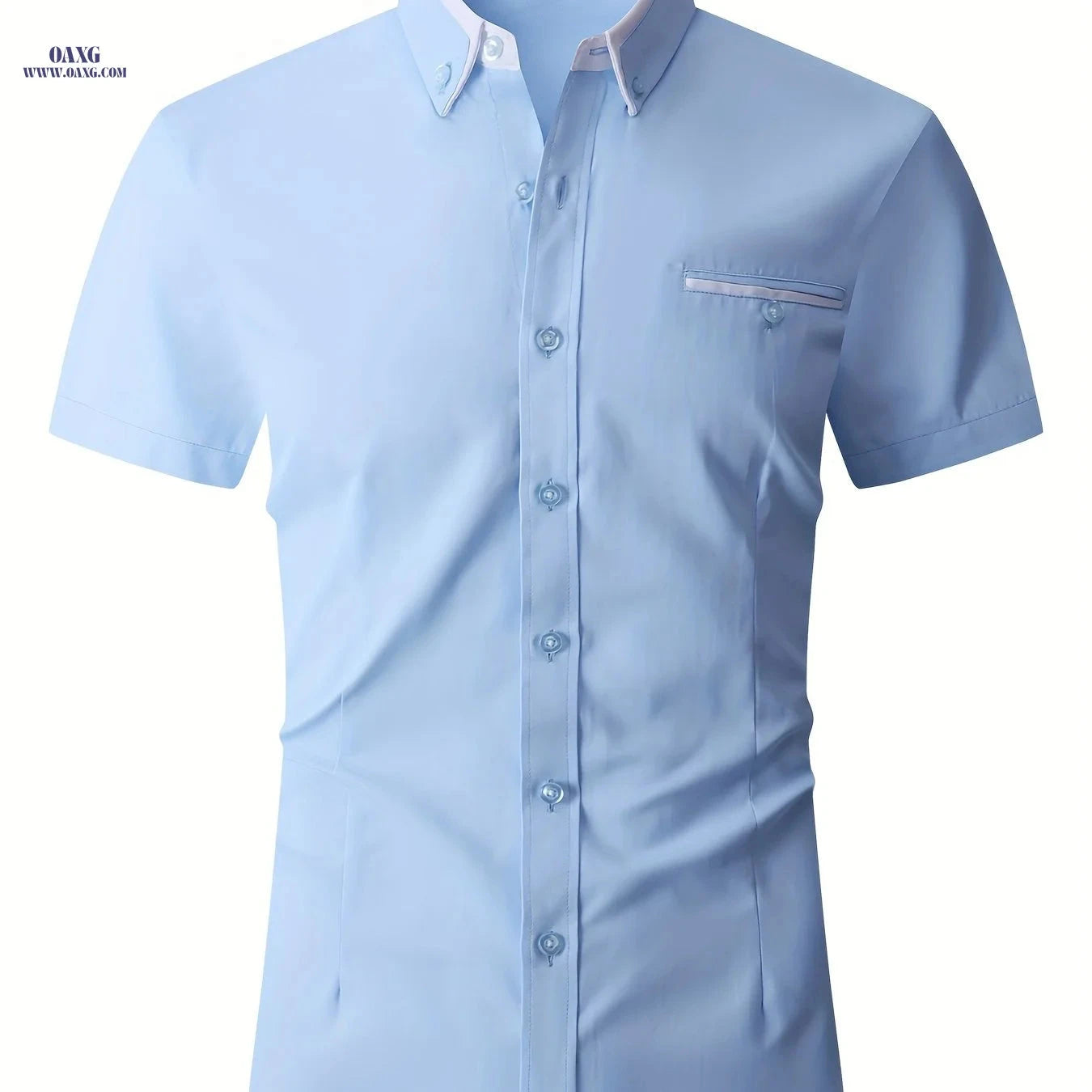 Men's Summer Short Sleeve Dress Shirt - Turn-Collar Business Style   OAXG 