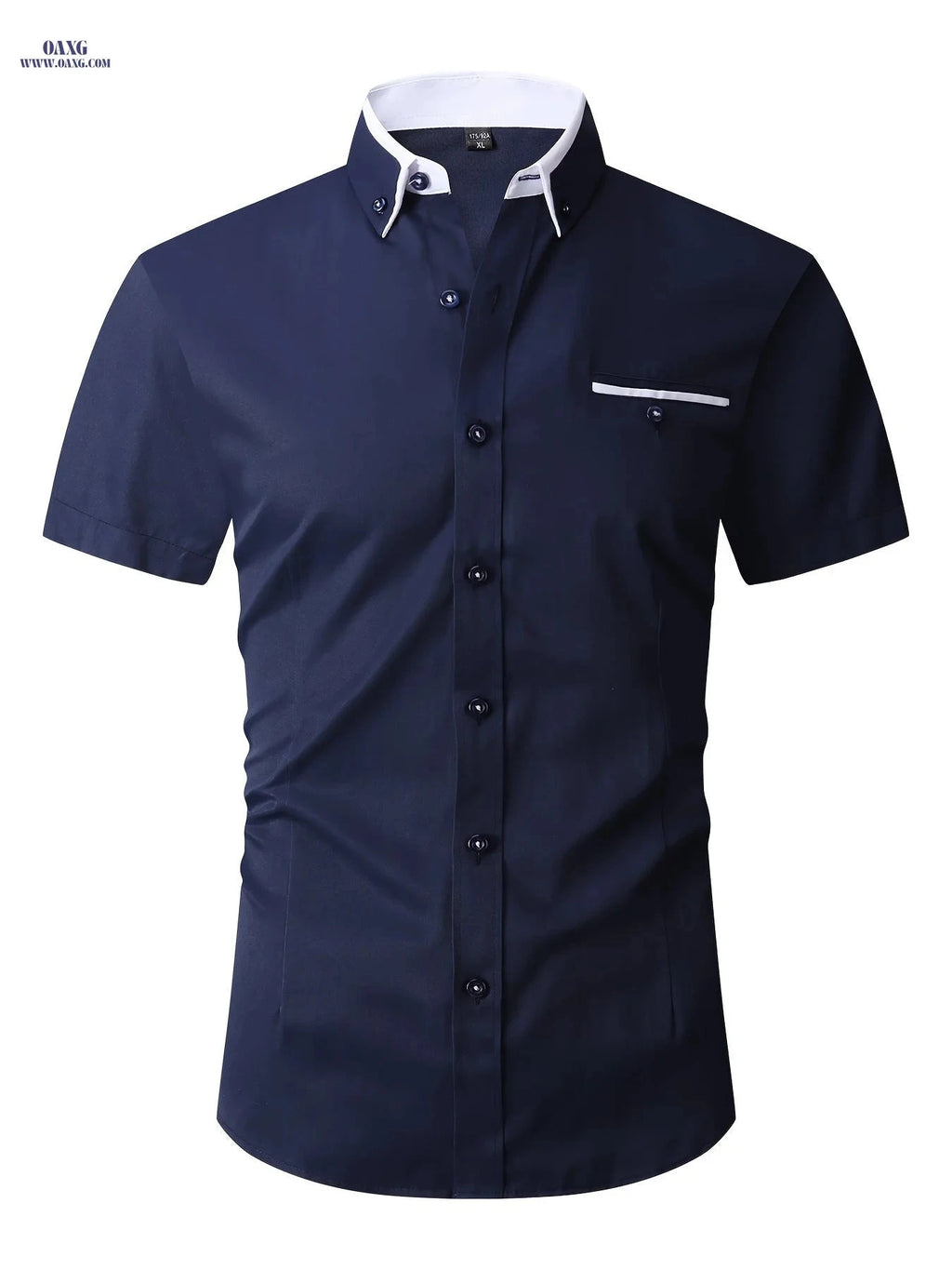 Men's Summer Short Sleeve Dress Shirt - Turn-Collar Business Style   OAXG 