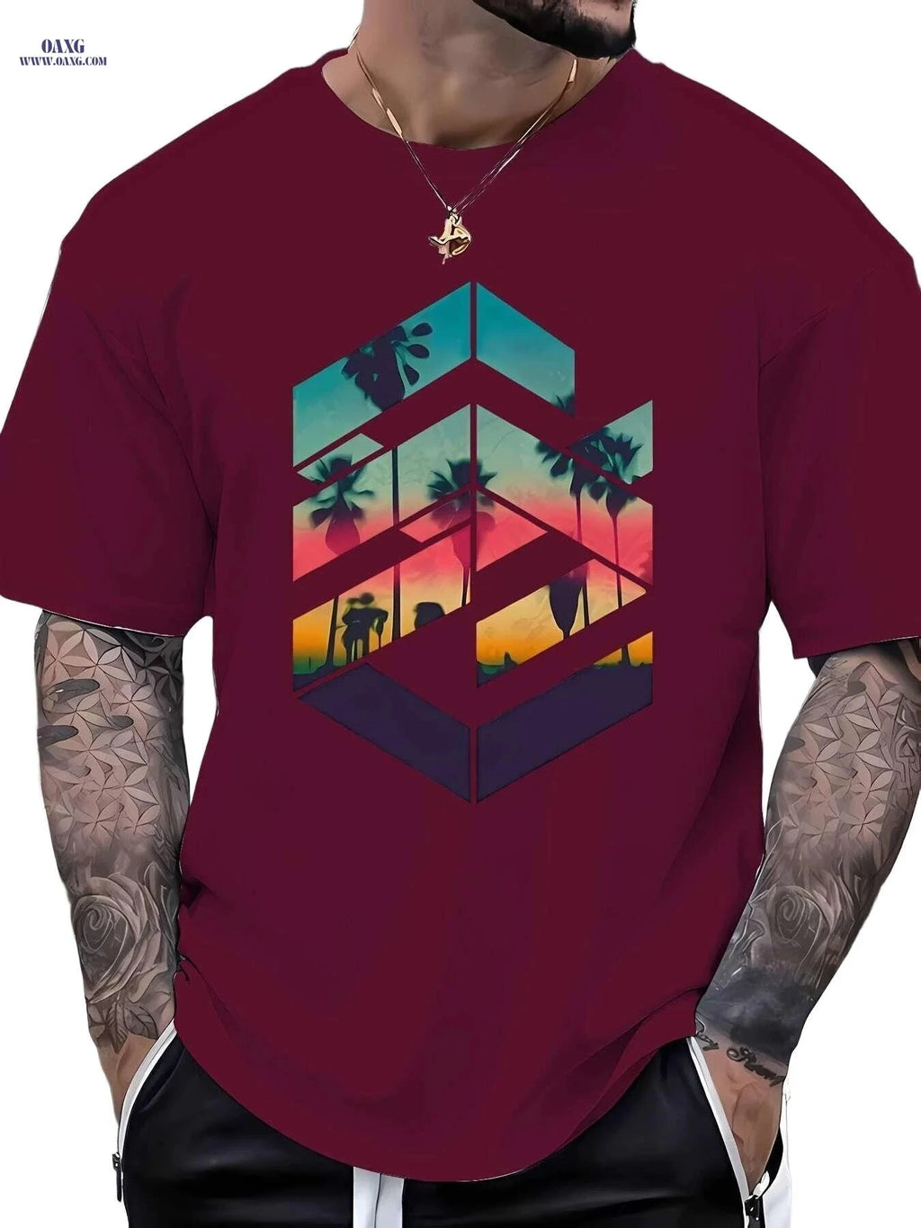 Men's Summer Short Sleeve Printed Tee - Casual Crew Neck Style   OAXG White / S