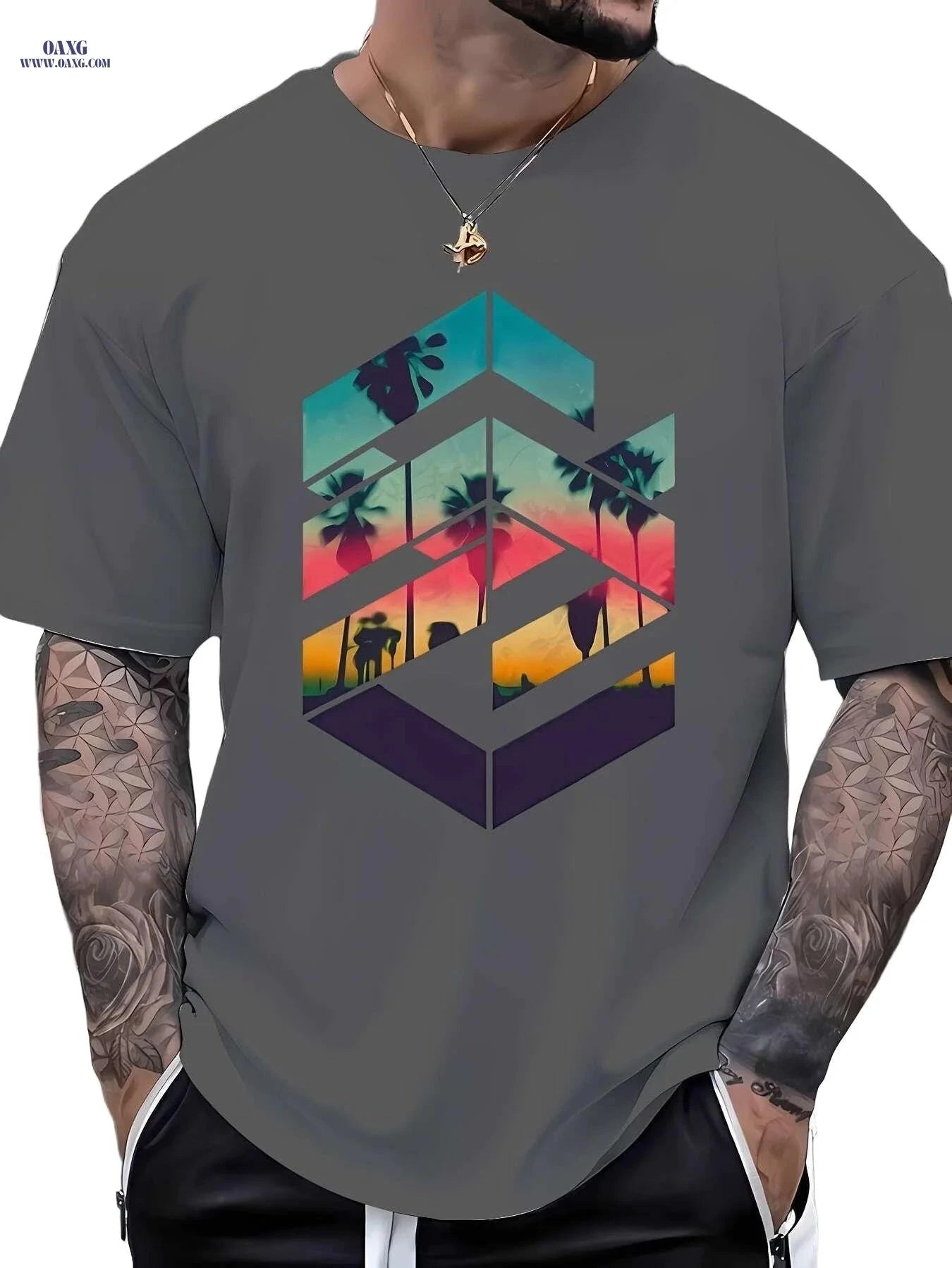 Men's Summer Short Sleeve Printed Tee - Casual Crew Neck Style   OAXG White / S