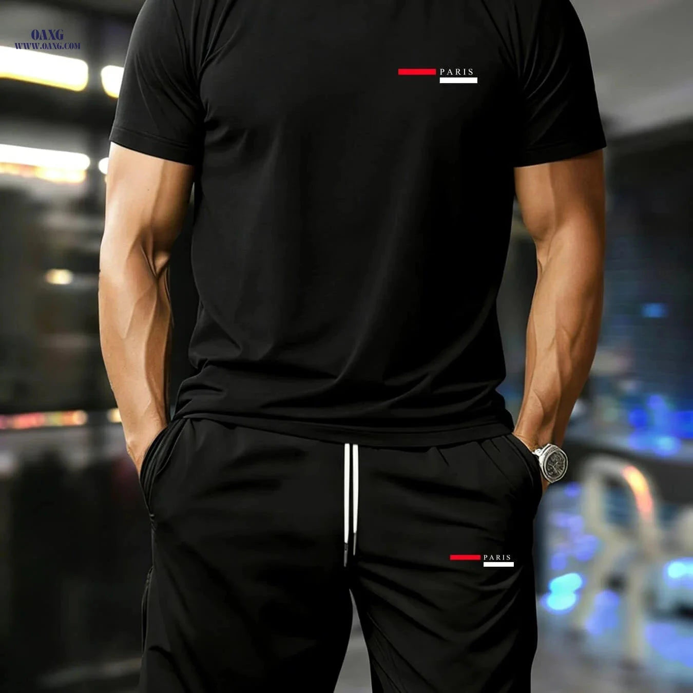 Men's Summer Short-Sleeve Set - Trendy T-Shirt & Shorts Combo   OAXG 
