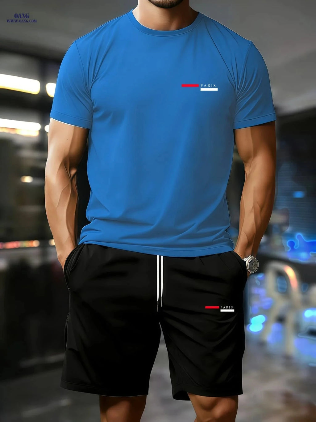 Men's Summer Short-Sleeve Set - Trendy T-Shirt & Shorts Combo   OAXG 