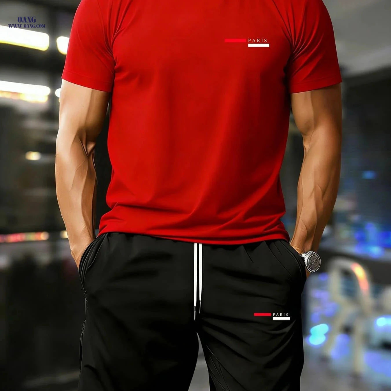 Men's Summer Short-Sleeve Set - Trendy T-Shirt & Shorts Combo   OAXG 