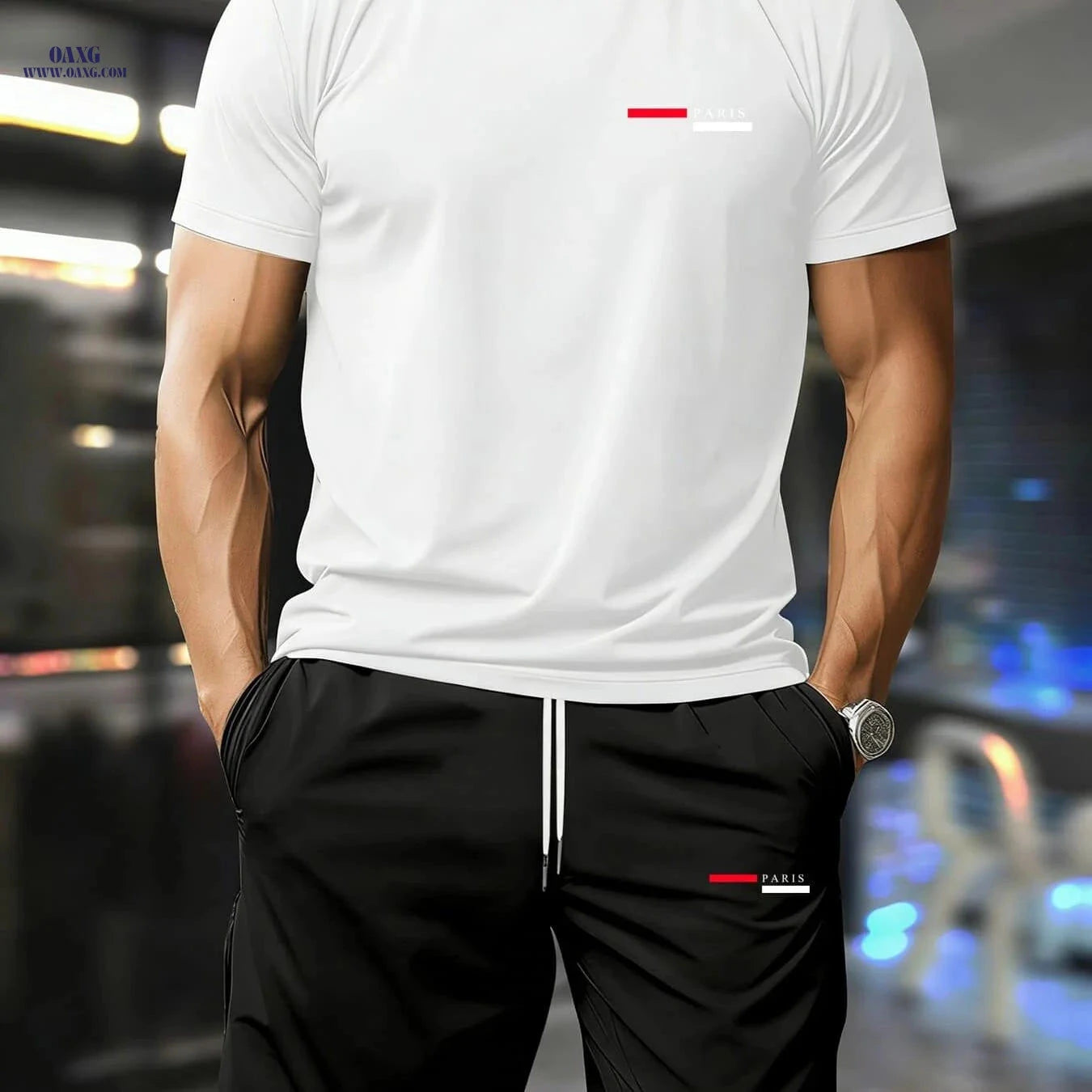 Men's Summer Short-Sleeve Set - Trendy T-Shirt & Shorts Combo   OAXG 