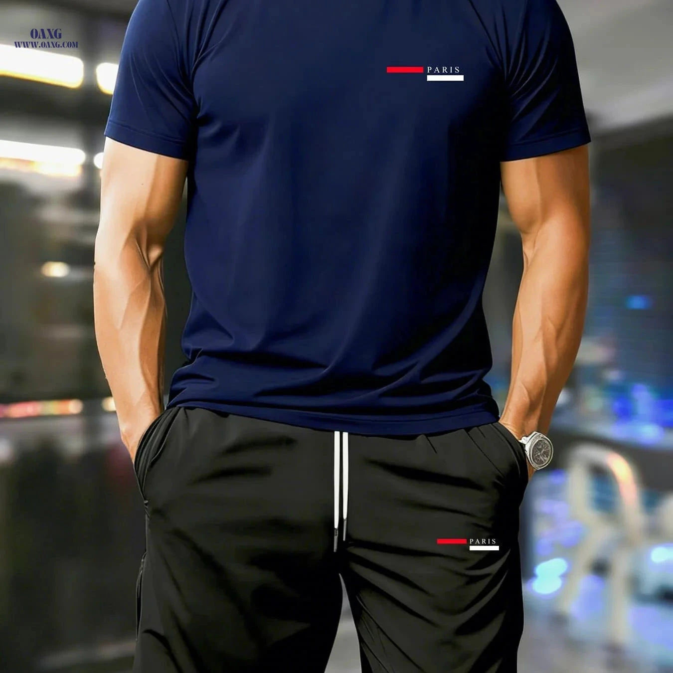Men's Summer Short-Sleeve Set - Trendy T-Shirt & Shorts Combo   OAXG 