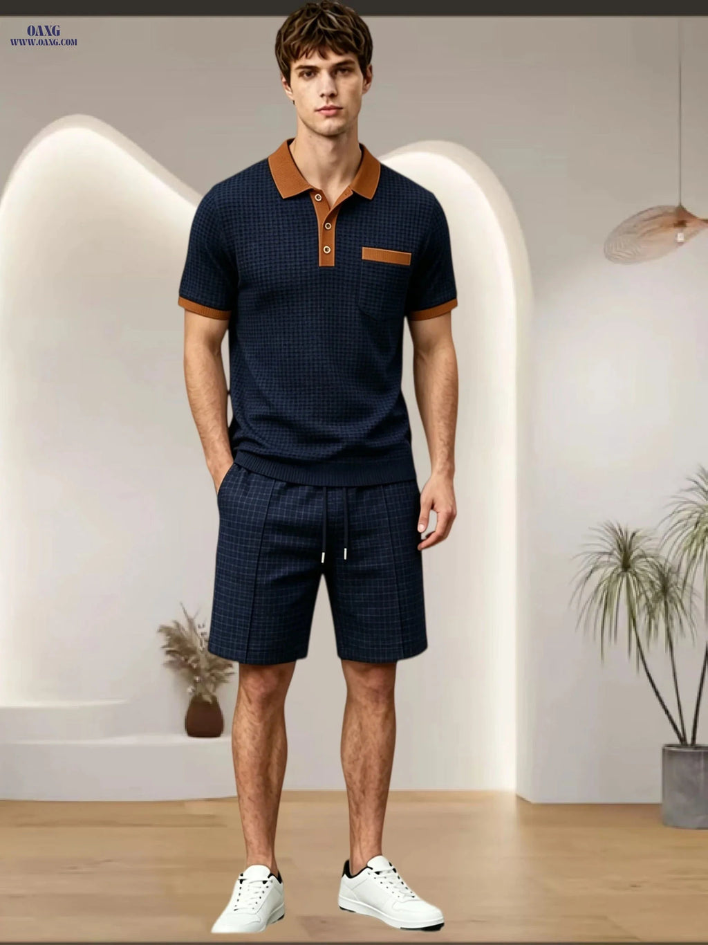 Men's Summer Short-Sleeve Shirt Set - Comfortable, Breathable, Multi-Color   OAXG 