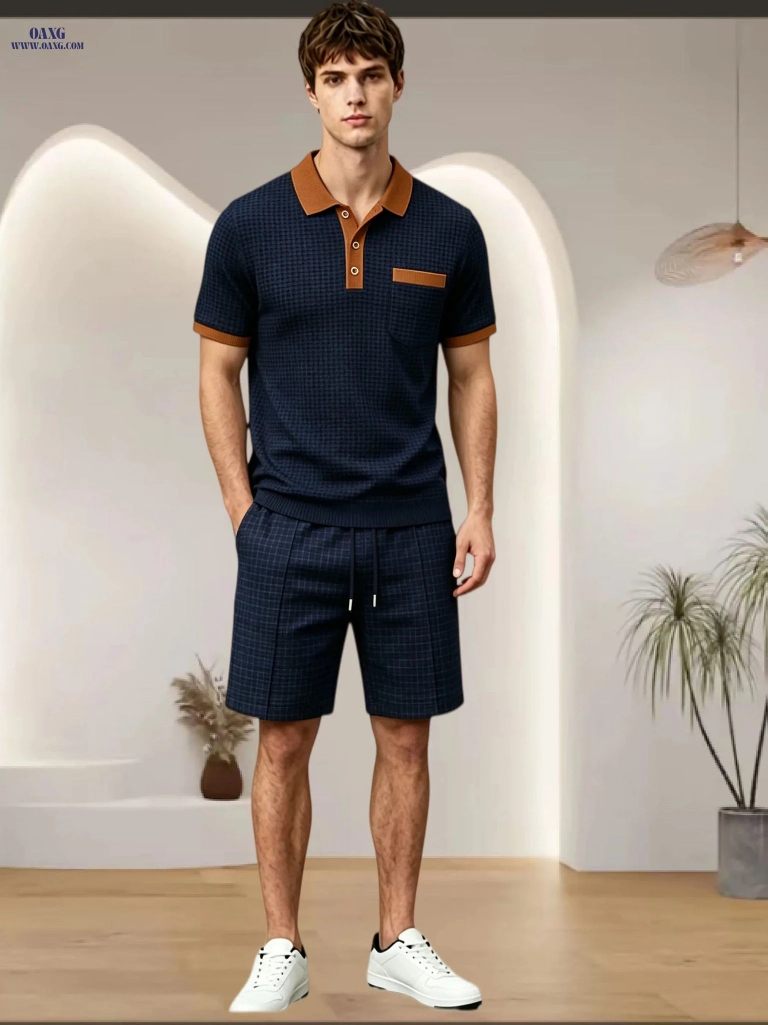 Men's Summer Short-Sleeve Shirt Set - Comfortable, Breathable, Multi-Color   OAXG 