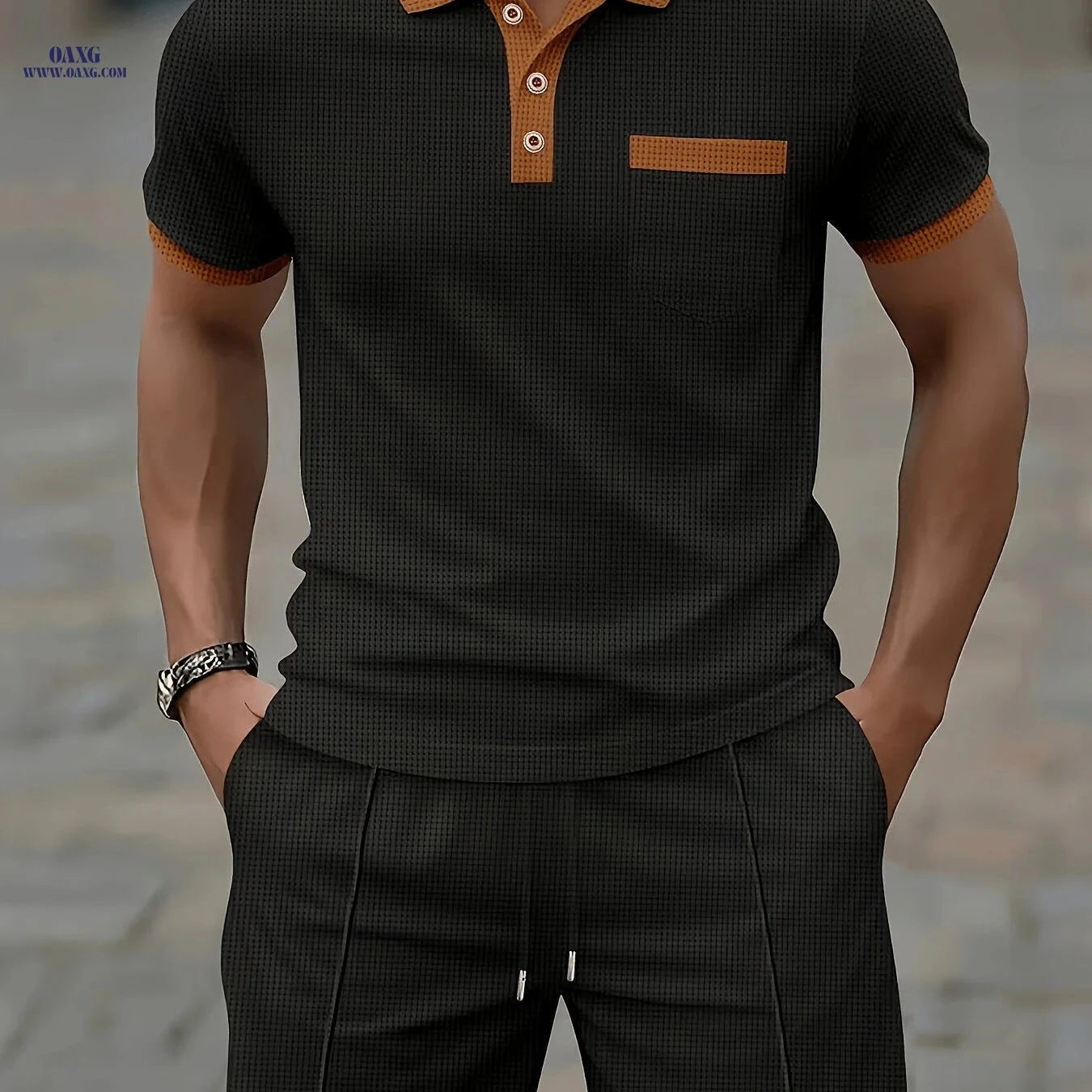 Men's Summer Short-Sleeve Shirt Set - Comfortable, Breathable, Multi-Color   OAXG 
