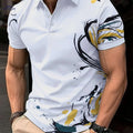 Men's Summer Short-Sleeved Printed Graphic Shirt - Polyester Top   OAXG White / FR S
