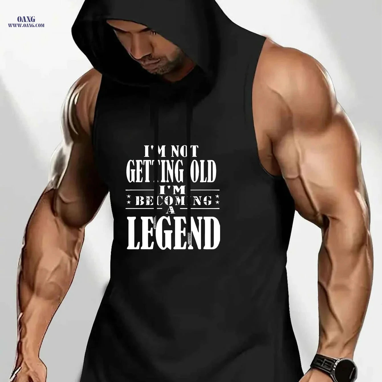 Men's Summer Sleeveless Hooded Tank - "Becoming a Legend" Quote   OAXG 