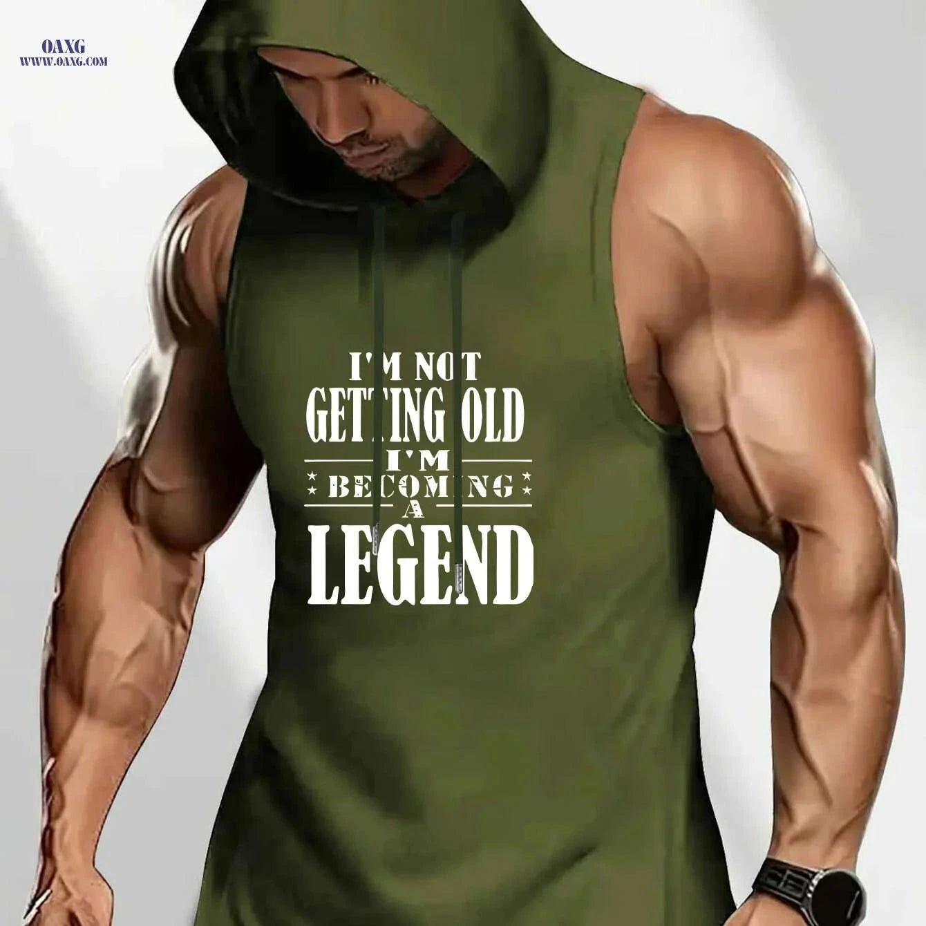 Men's Summer Sleeveless Hooded Tank - "Becoming a Legend" Quote   OAXG 