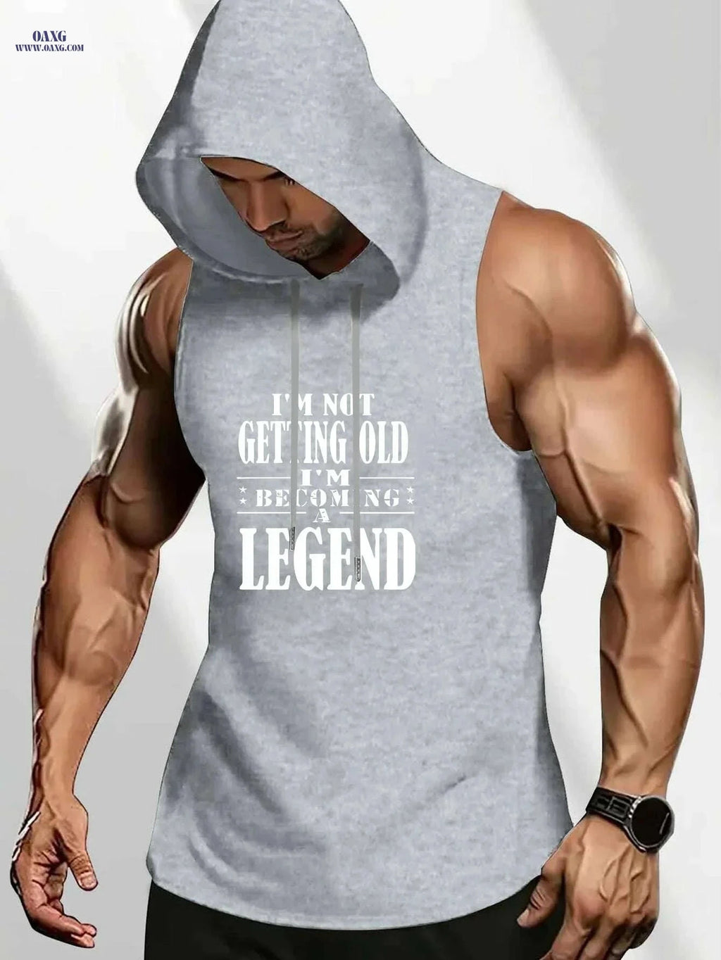 Men's Summer Sleeveless Hooded Tank - "Becoming a Legend" Quote   OAXG 