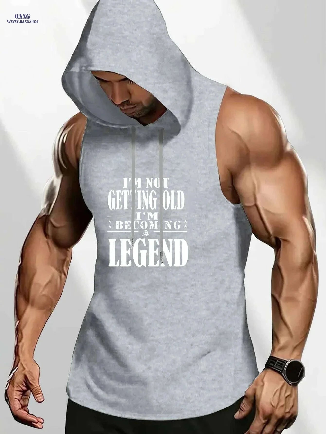 Men's Summer Sleeveless Hooded Tank - "Becoming a Legend" Quote   OAXG 