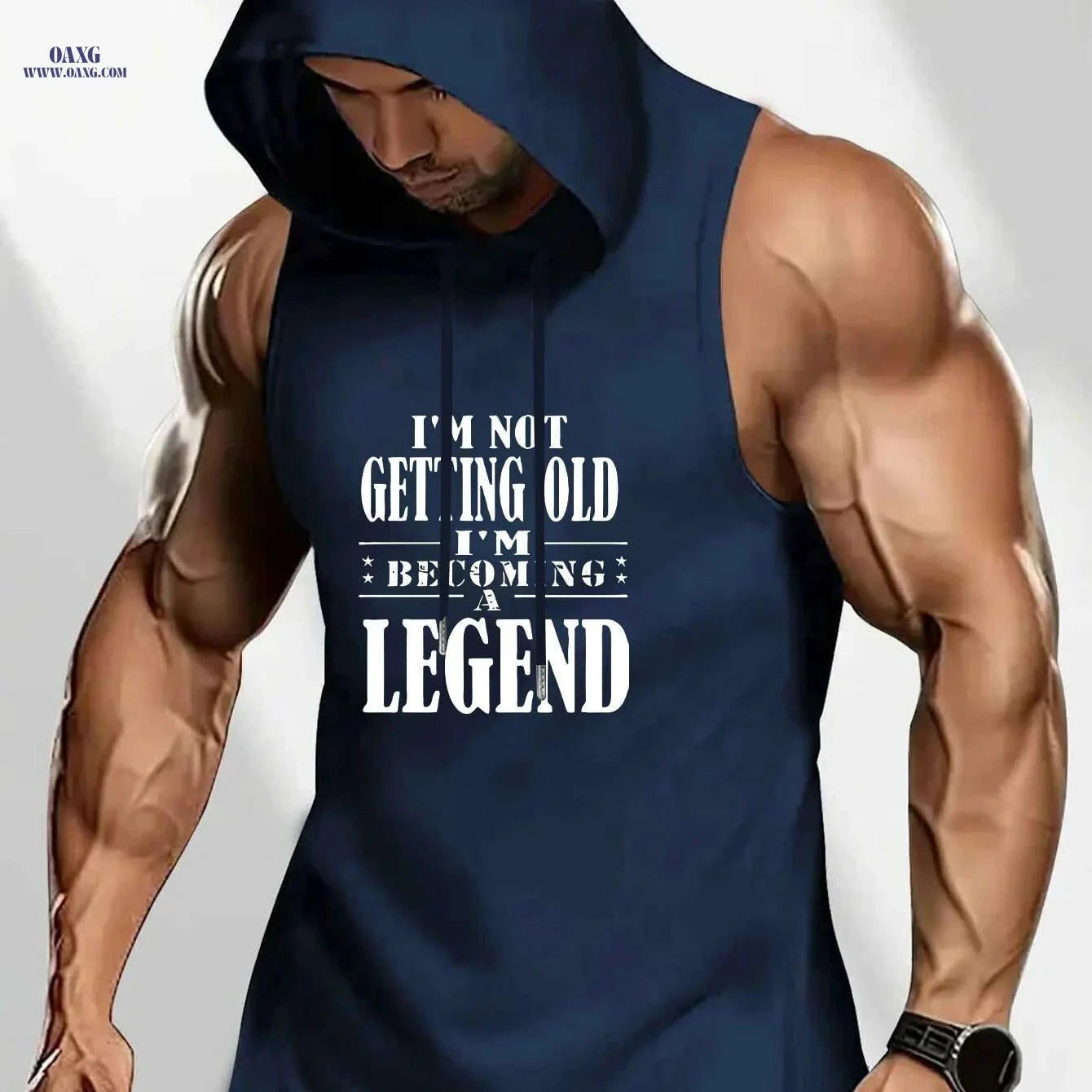 Men's Summer Sleeveless Hooded Tank - "Becoming a Legend" Quote   OAXG Red / S