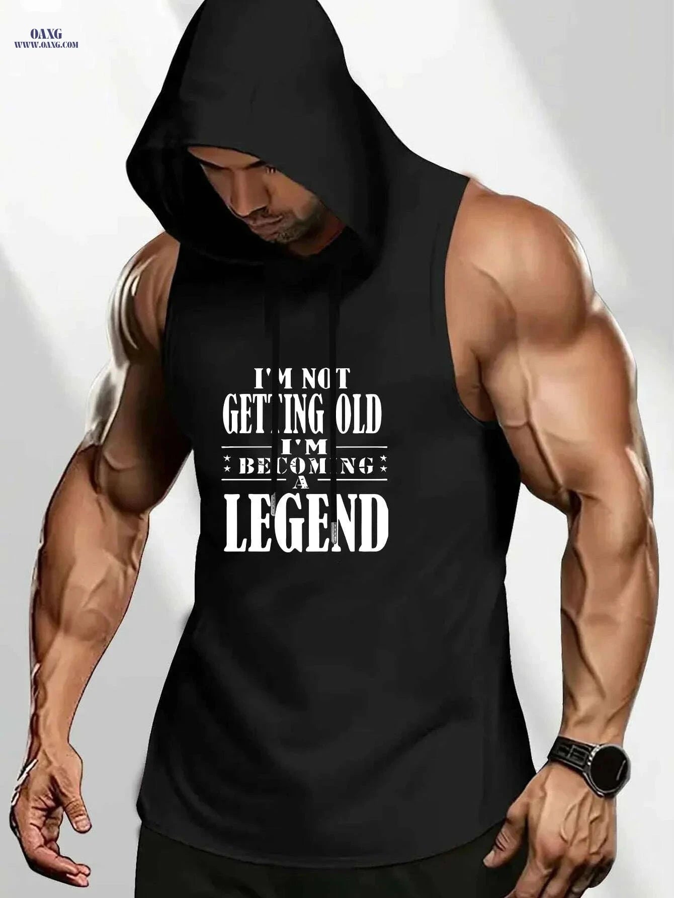 Men's Summer Sleeveless Hooded Tank - "Becoming a Legend" Quote   OAXG Red / S