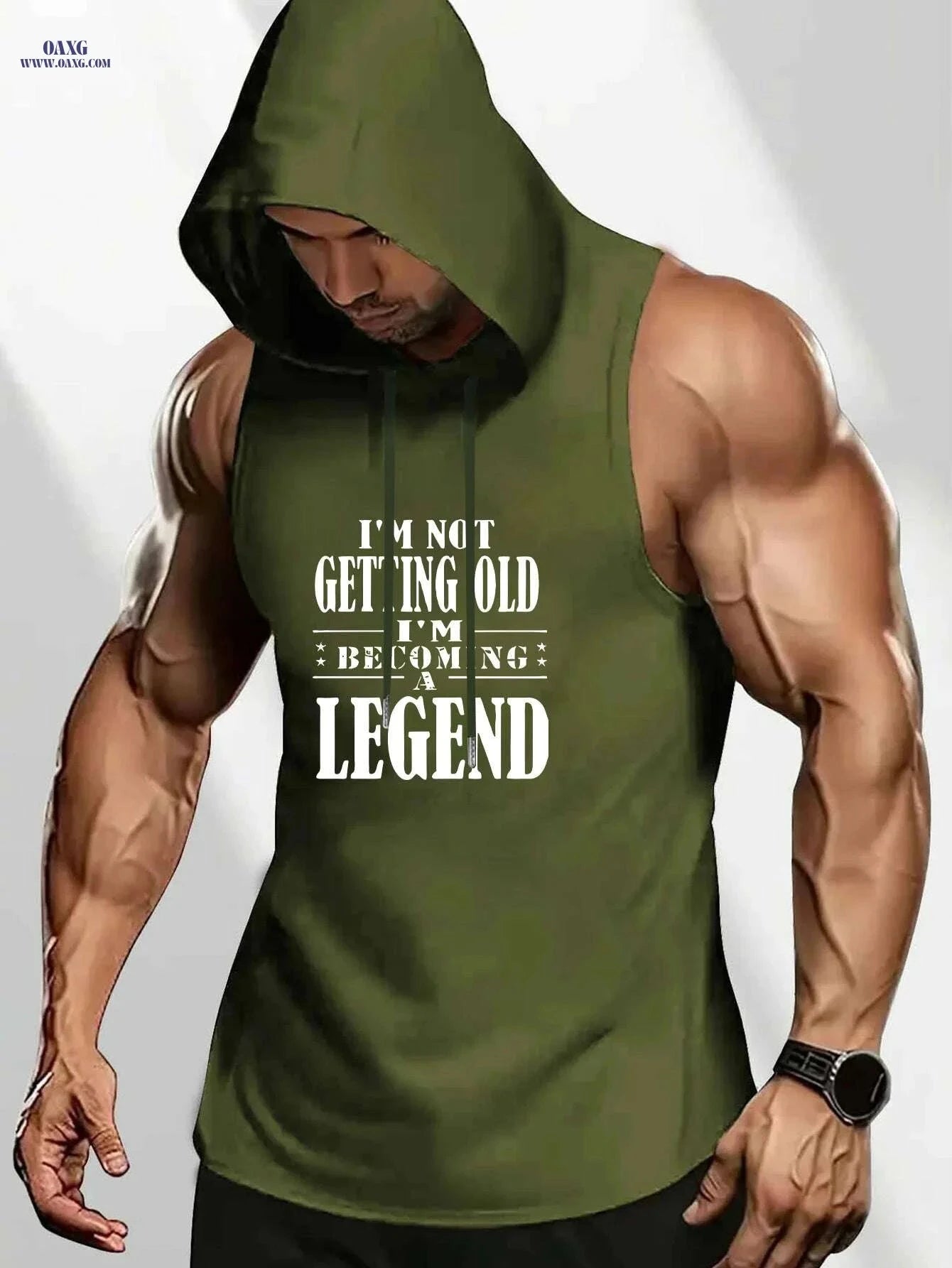 Men's Summer Sleeveless Hooded Tank - "Becoming a Legend" Quote   OAXG Red / S