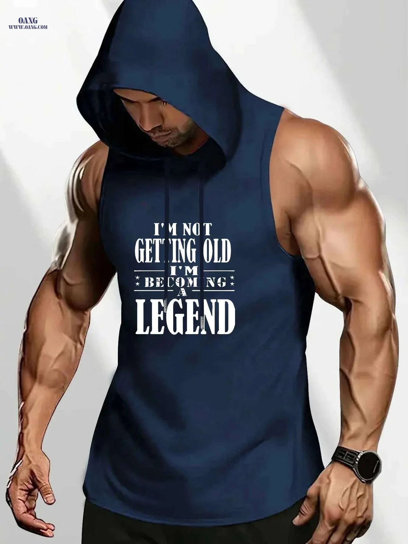 Men's Summer Sleeveless Hooded Tank - "Becoming a Legend" Quote   OAXG Red / S