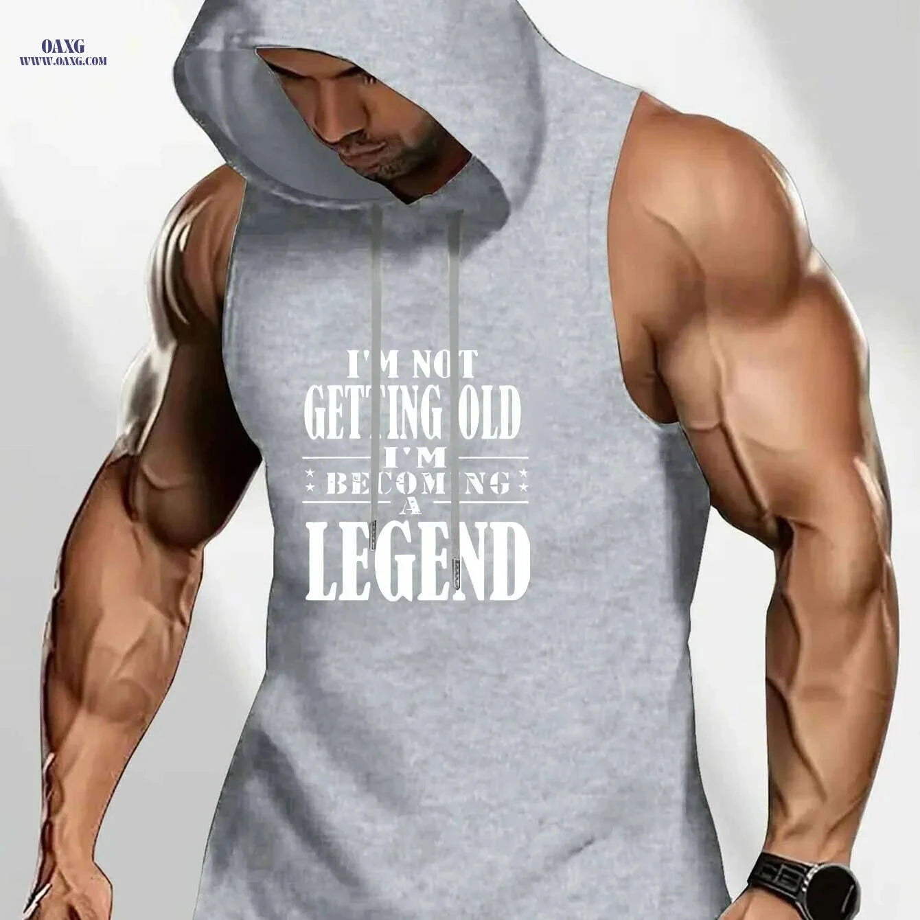 Men's Summer Sleeveless Hooded Tank - "Becoming a Legend" Quote   OAXG Red / S