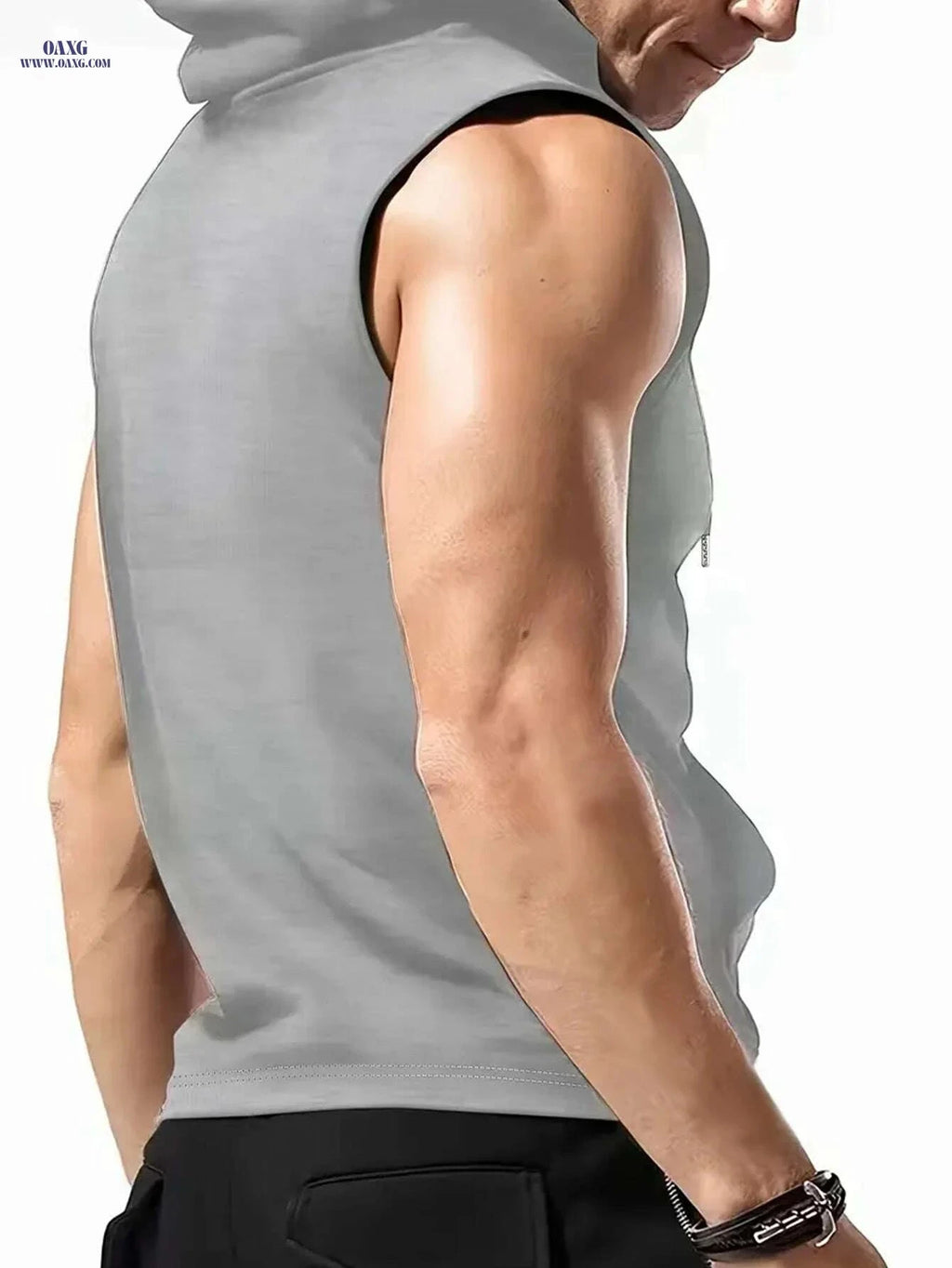 Men's Summer Sleeveless Hoodie - Breathable Knit, Kangaroo Pocket   OAXG 