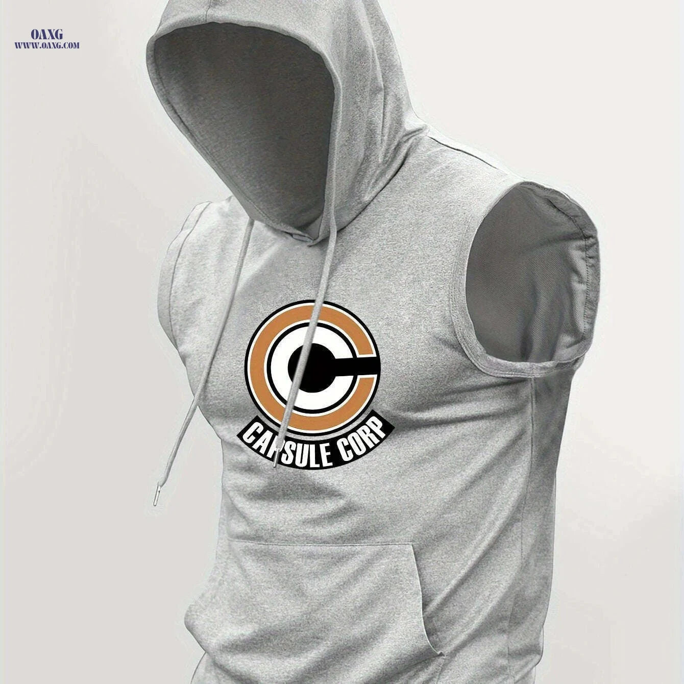 Men's Summer Sleeveless Hoodie - Breathable Knit, Kangaroo Pocket   OAXG 