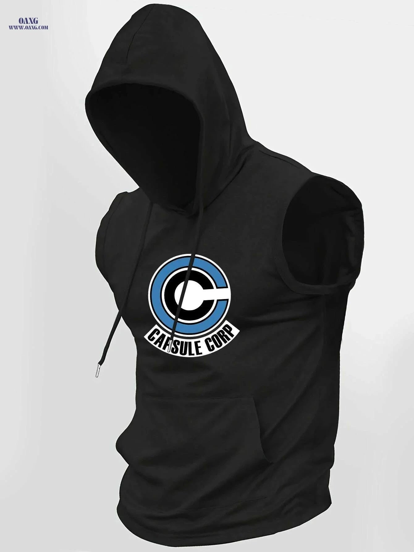 Men's Summer Sleeveless Hoodie - Breathable Knit, Kangaroo Pocket   OAXG 