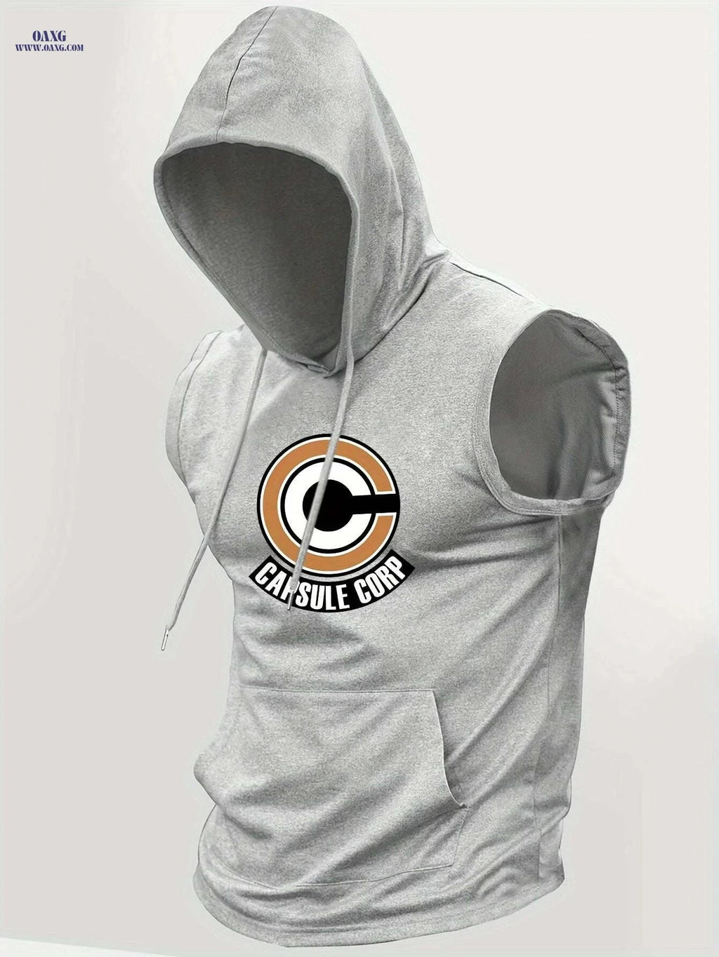 Men's Summer Sleeveless Hoodie - Breathable Knit, Kangaroo Pocket   OAXG 