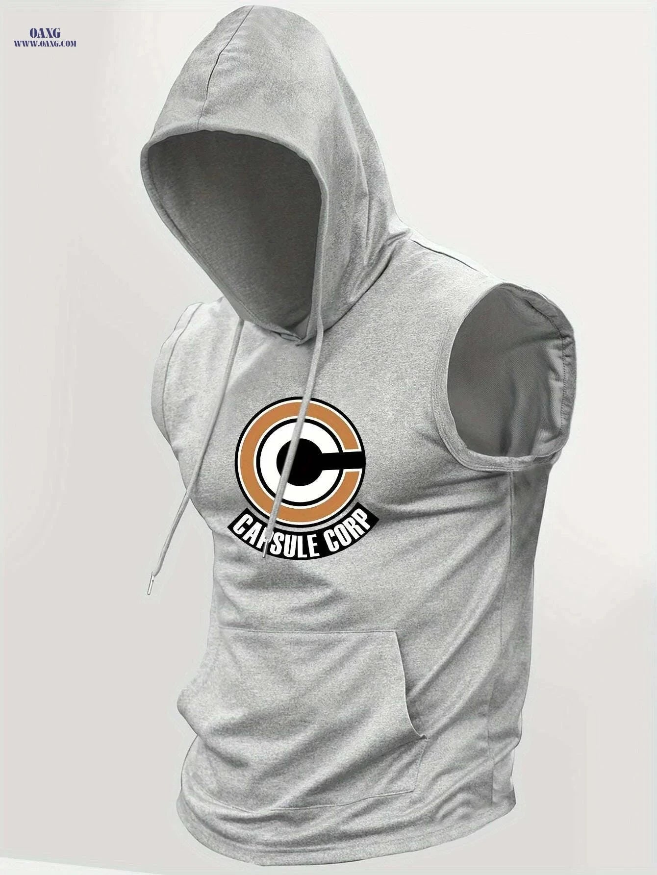 Men's Summer Sleeveless Hoodie - Breathable Knit, Kangaroo Pocket   OAXG 