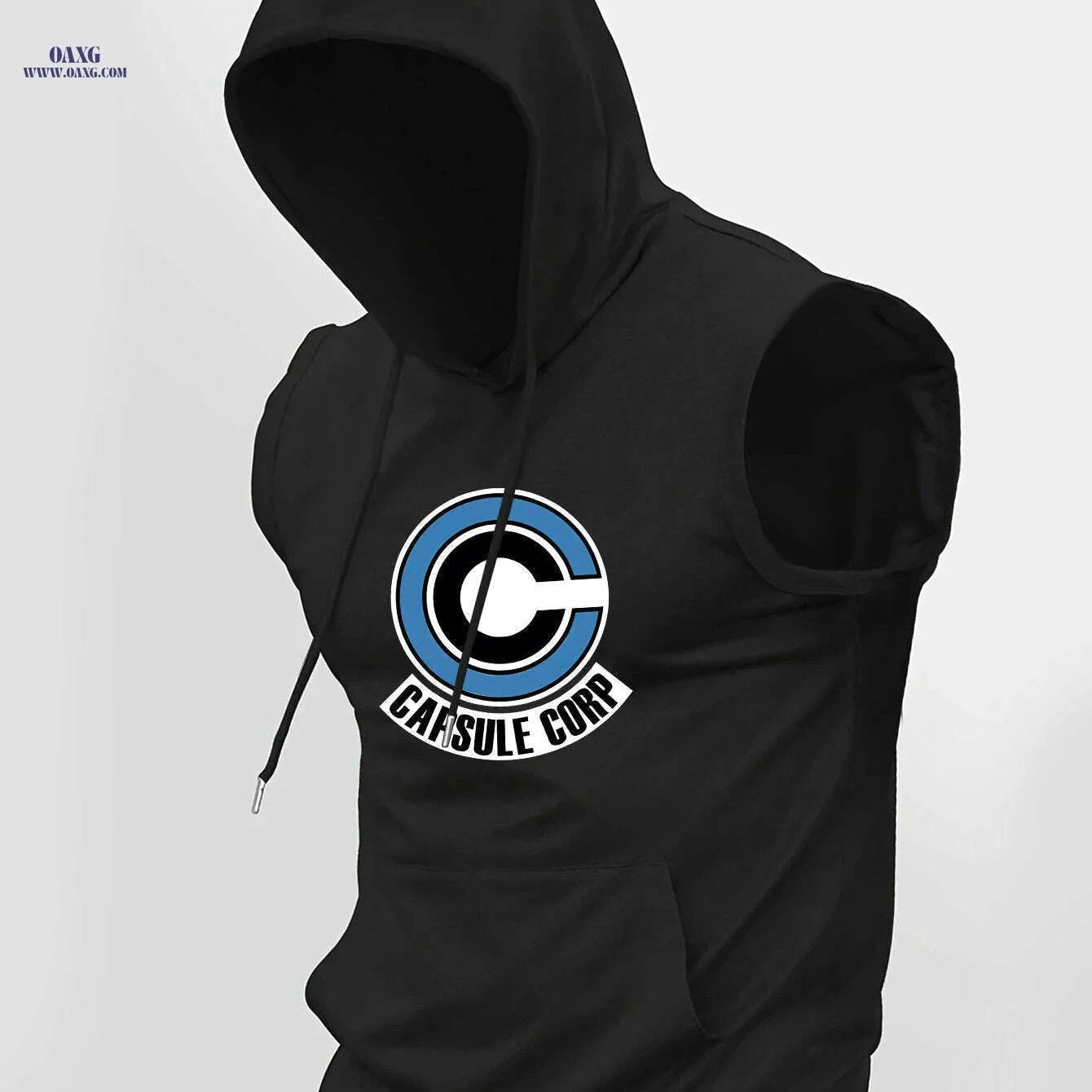 Men's Summer Sleeveless Hoodie - Breathable Knit, Kangaroo Pocket   OAXG 