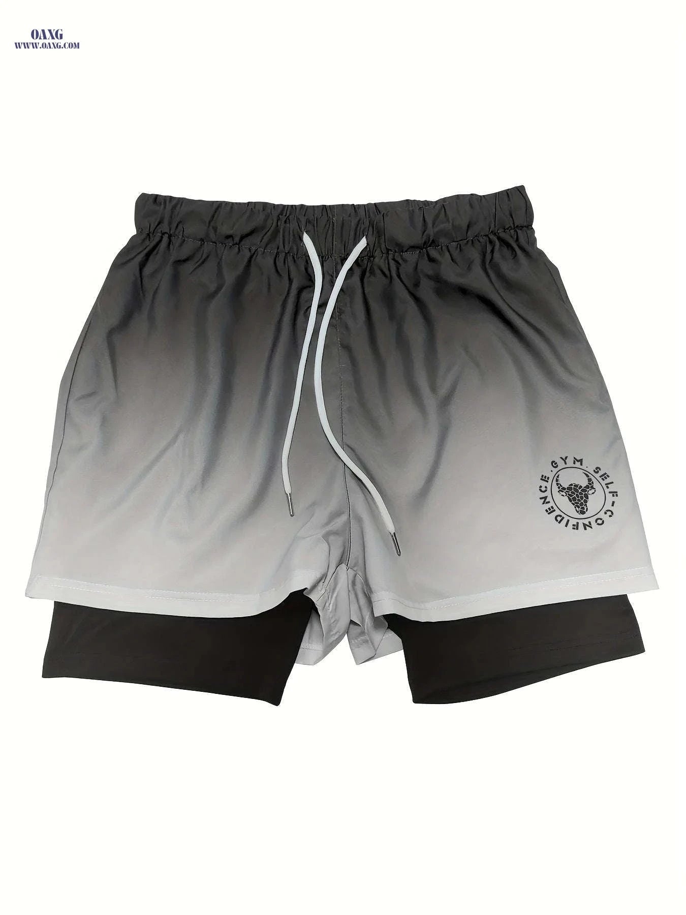 Men's Summer Sports Shorts - Ombre Design, Medium Stretch Fit   OAXG 