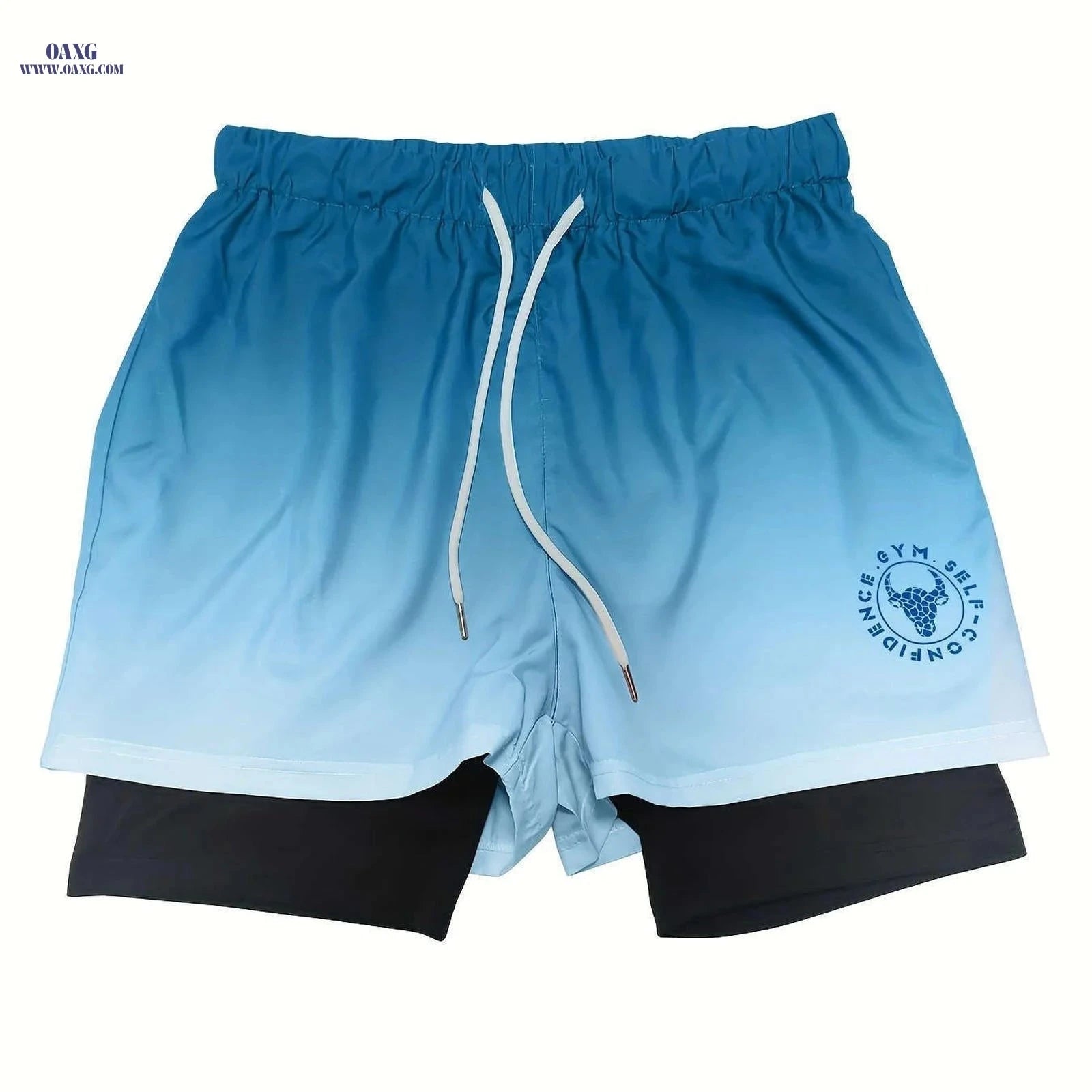 Men's Summer Sports Shorts - Ombre Design, Medium Stretch Fit   OAXG 