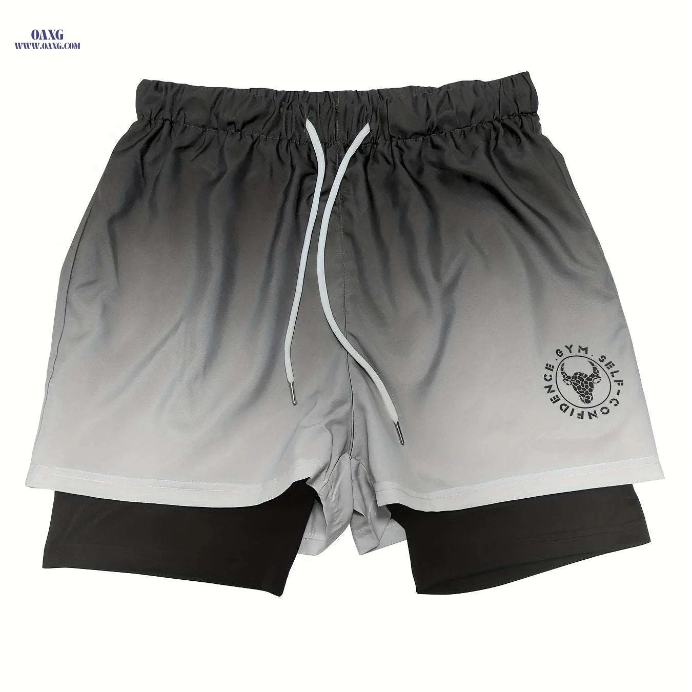 Men's Summer Sports Shorts - Ombre Design, Medium Stretch Fit   OAXG 