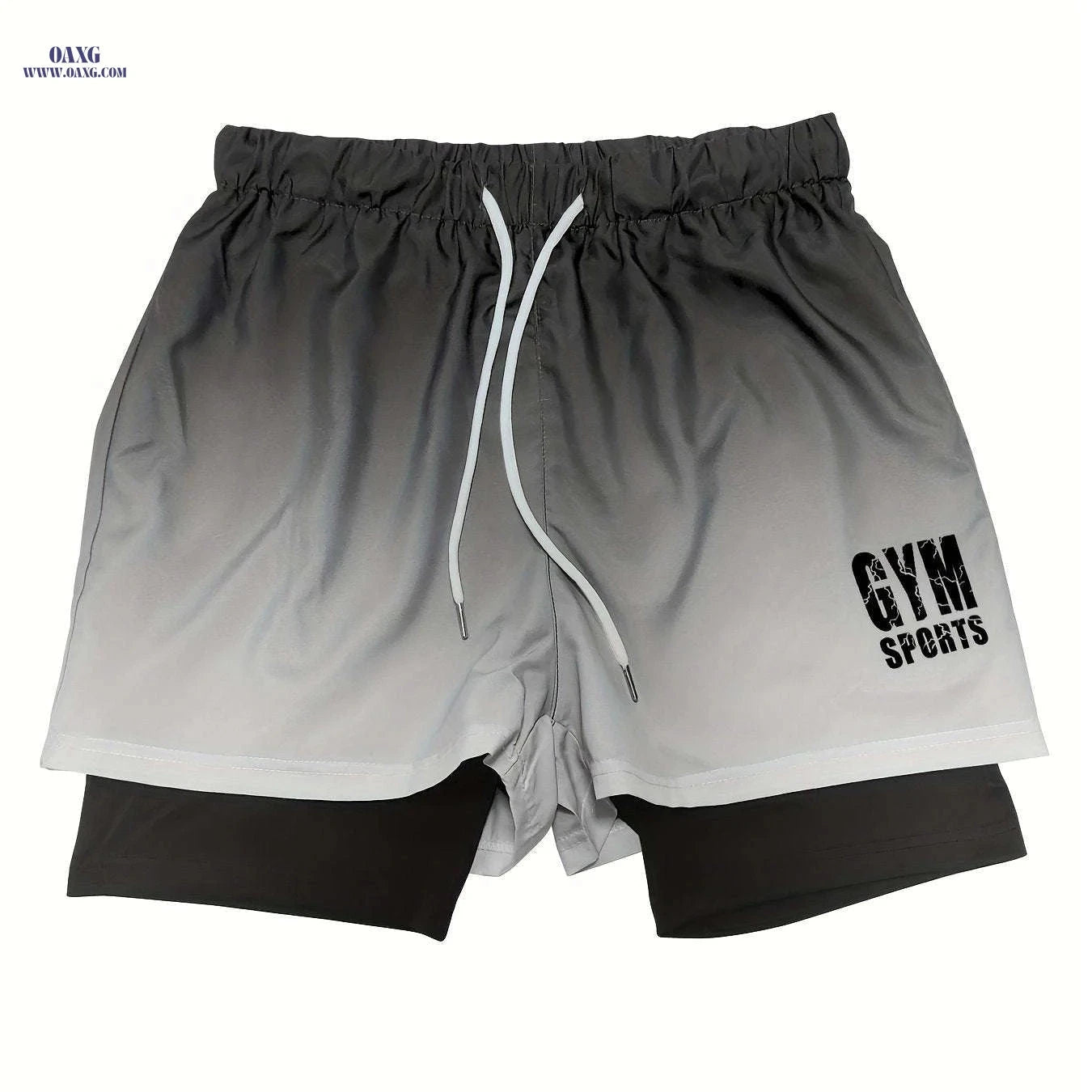 Men's Summer Sports Shorts - Ombre Design, Medium Stretch Fit   OAXG Charcoal / FR S