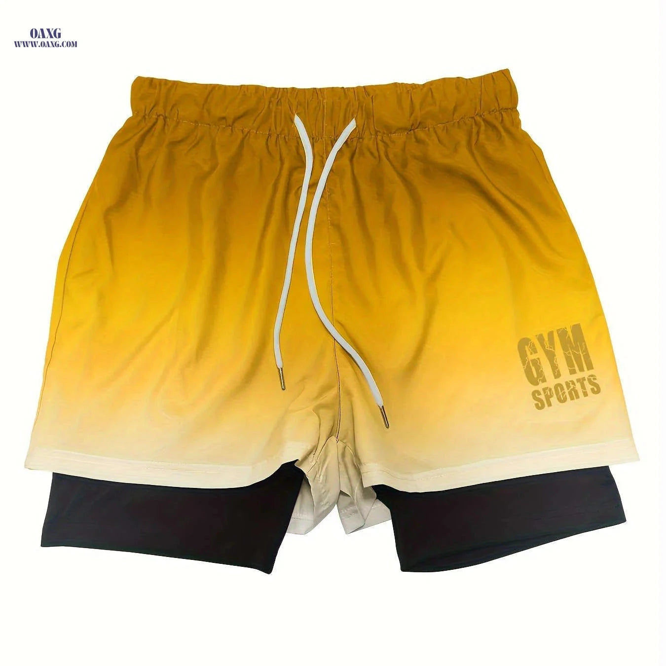 Men's Summer Sports Shorts - Ombre Design, Medium Stretch Fit   OAXG Charcoal / FR S