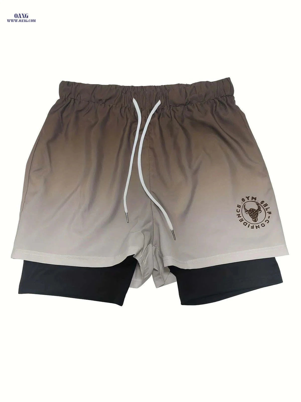 Men's Summer Sports Shorts - Ombre Design, Medium Stretch Fit   OAXG Charcoal / FR S