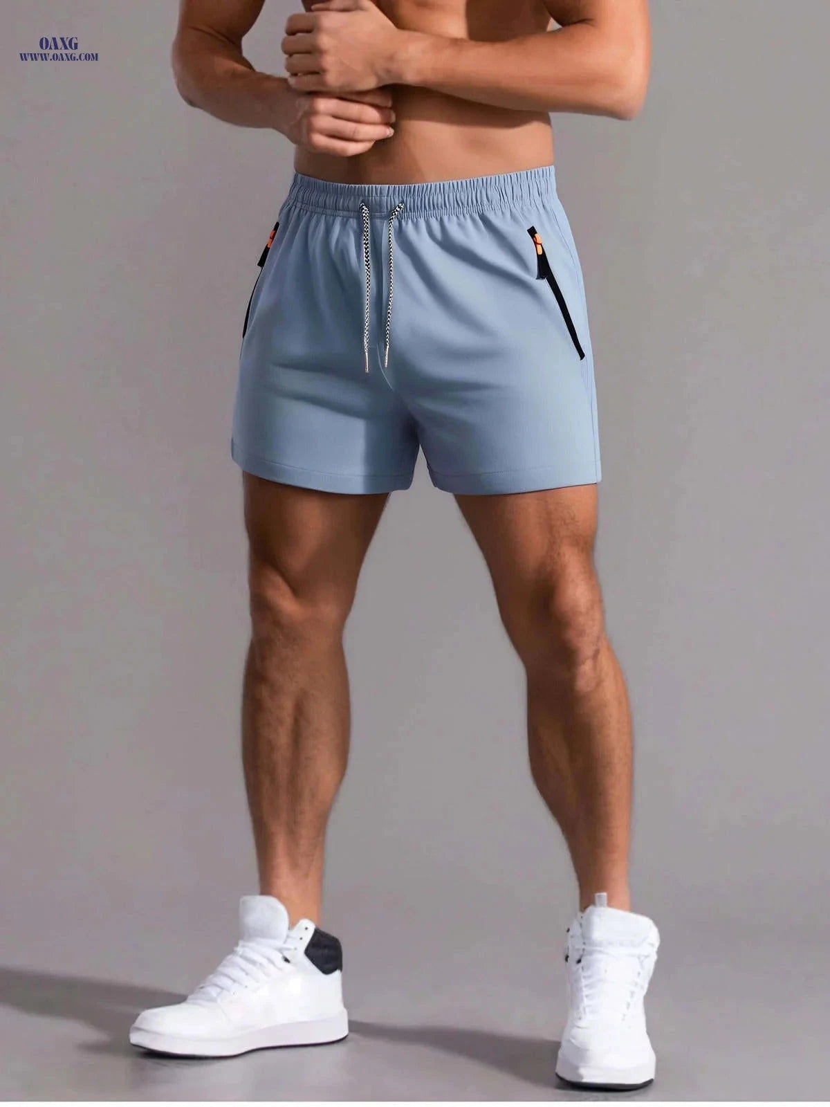 Men’s Summer Sports Shorts - Zippered Pockets for Outdoor Leisure   OAXG Black / FR XS