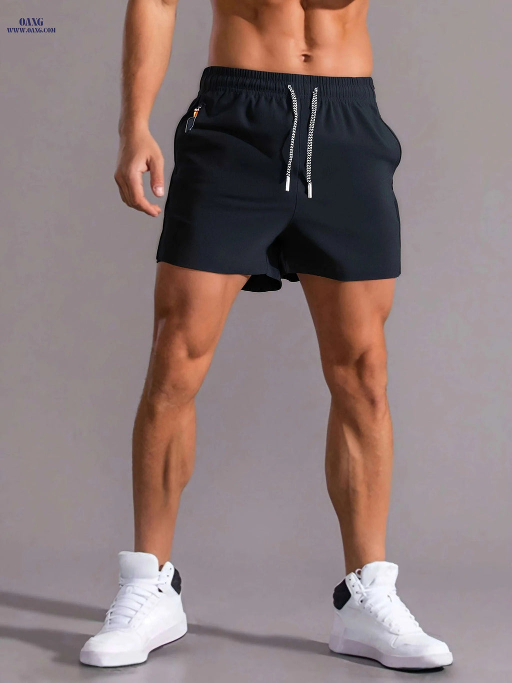 Men’s Summer Sports Shorts - Zippered Pockets for Outdoor Leisure   OAXG 