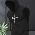 Men's Summer Sporty Hooded Tank Top - Geometric Print & Stretchy Fabric   OAXG Black / S