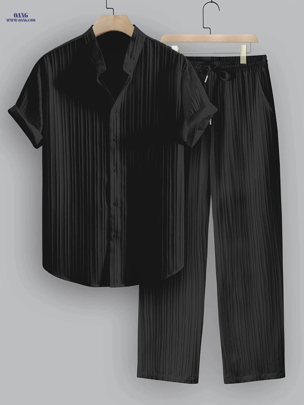 Men's Summer Striped 2-Piece Set - Casual Short Sleeve & Trousers   OAXG 
