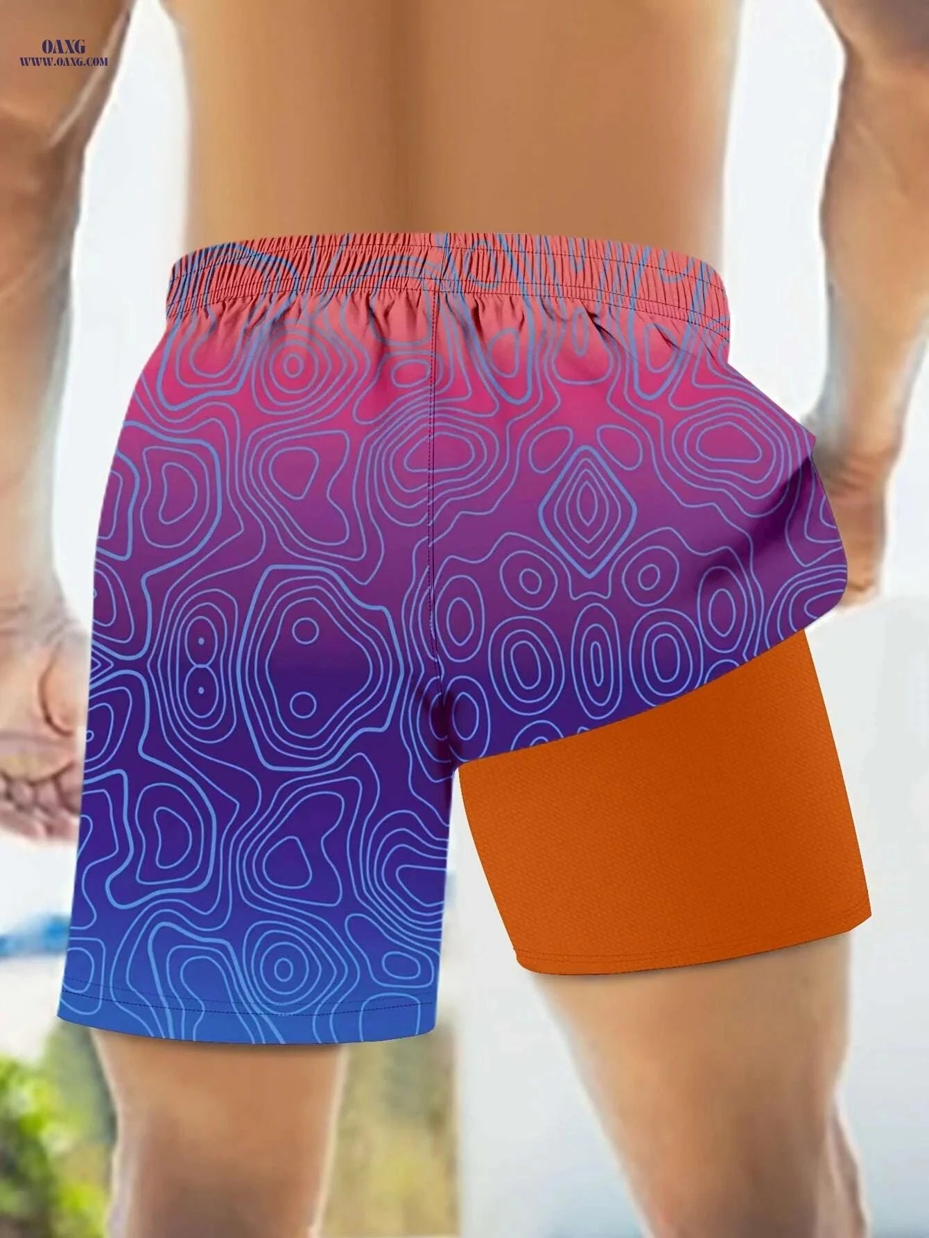 Men's Summer Swim Trunks - Colorful Prints, Casual Style, Regular Fit   OAXG 