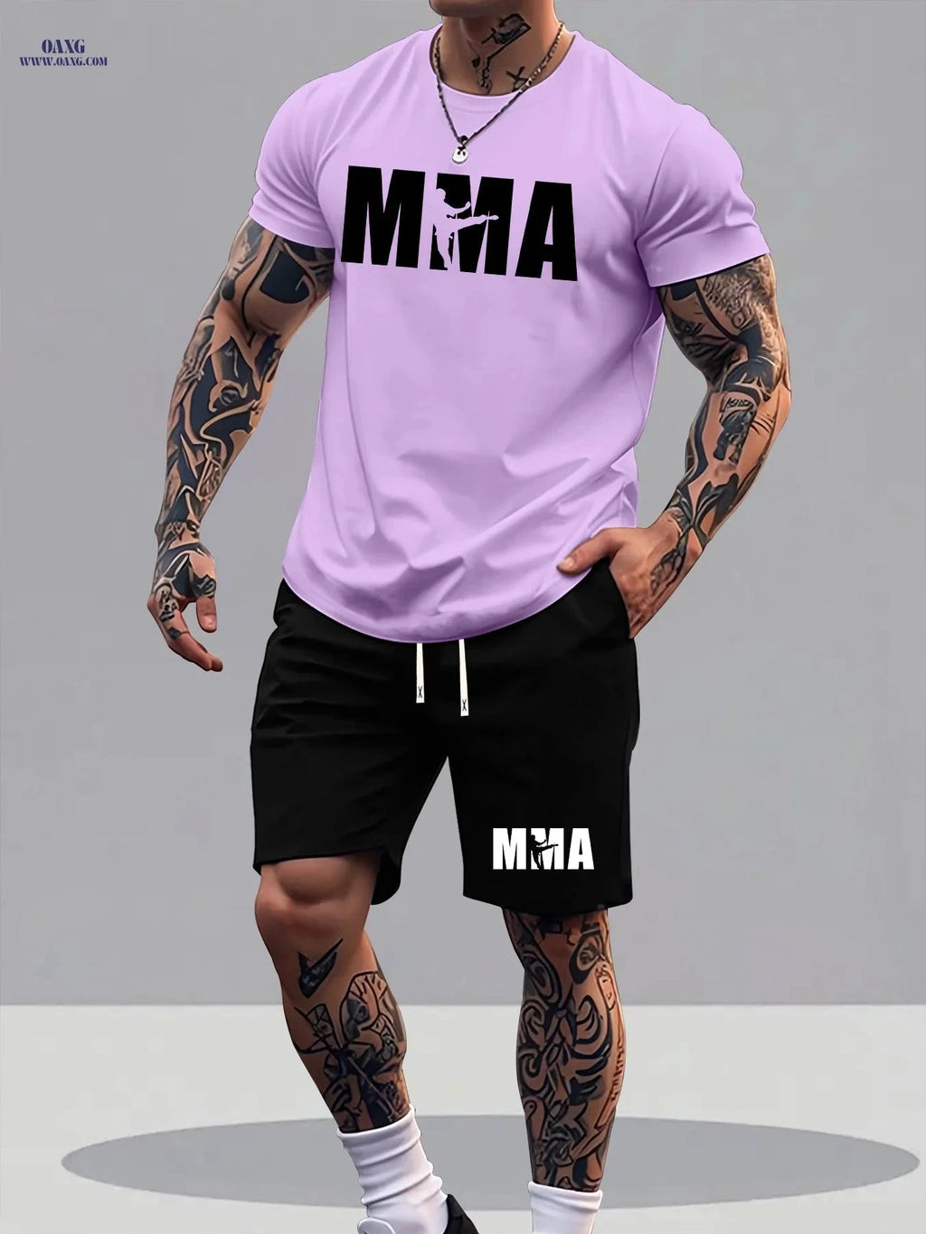 Men's Summer T-Shirt and Shorts Set - Trendy Graphic Sportswear   OAXG 