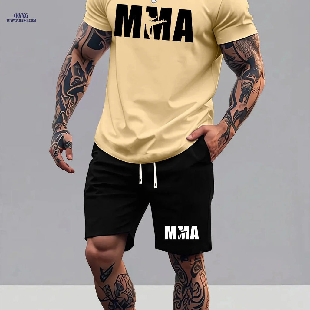 Men's Summer T-Shirt and Shorts Set - Trendy Graphic Sportswear   OAXG 