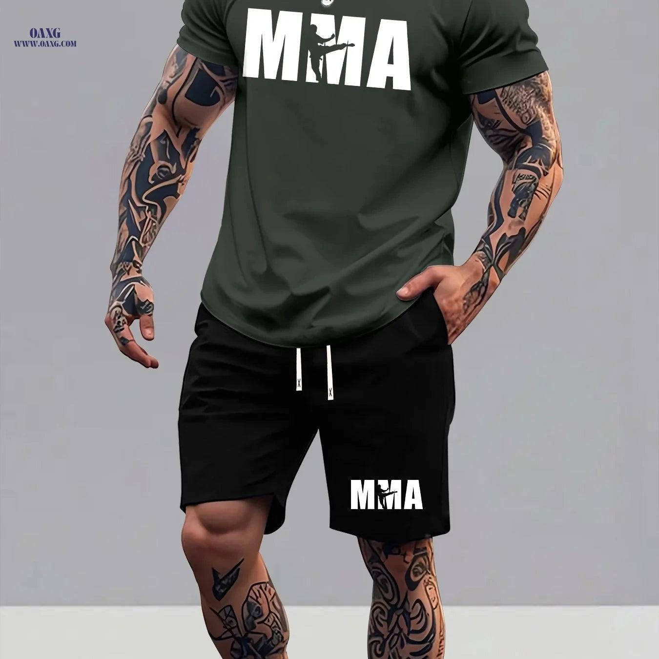 Men's Summer T-Shirt and Shorts Set - Trendy Graphic Sportswear   OAXG 