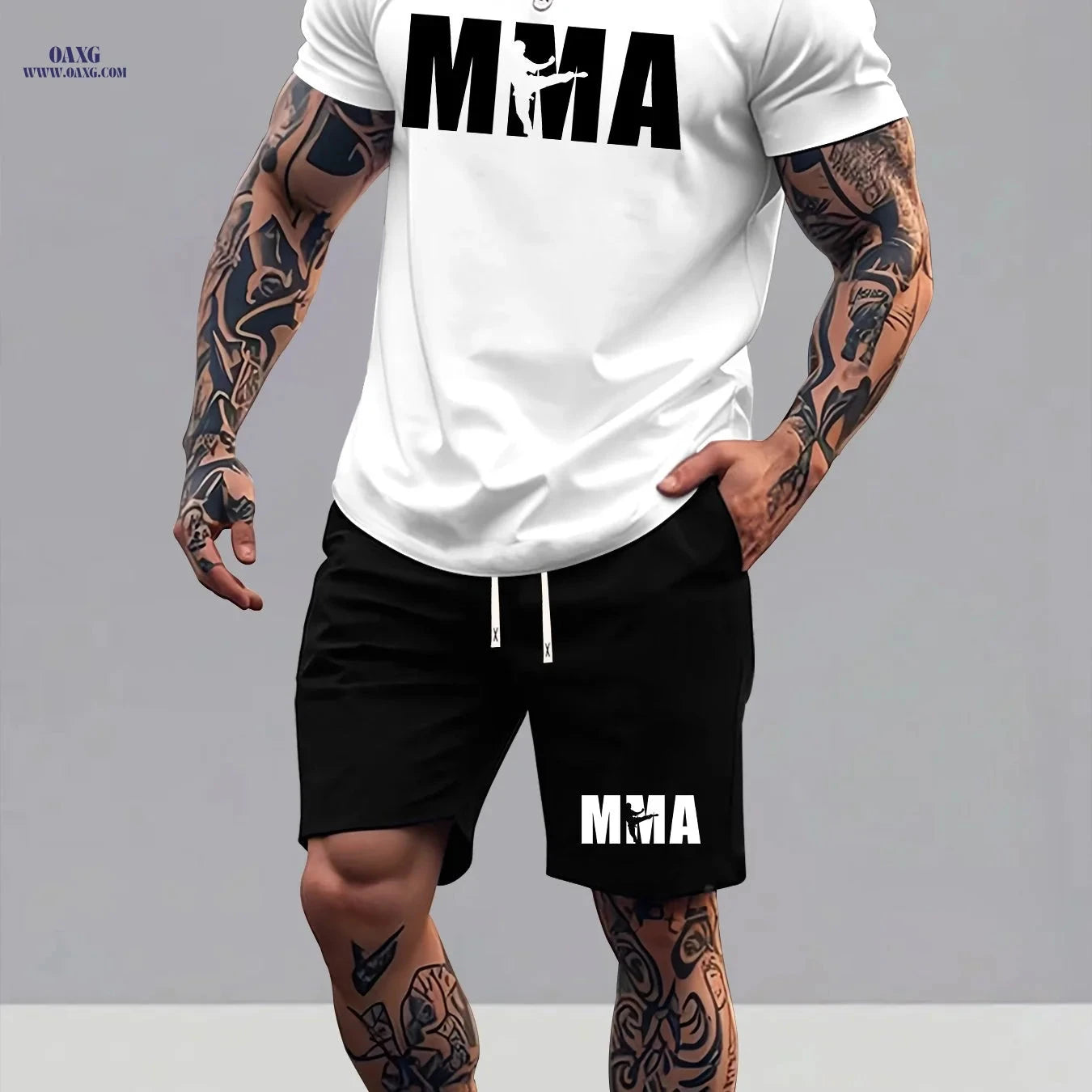 Men's Summer T-Shirt and Shorts Set - Trendy Graphic Sportswear   OAXG 