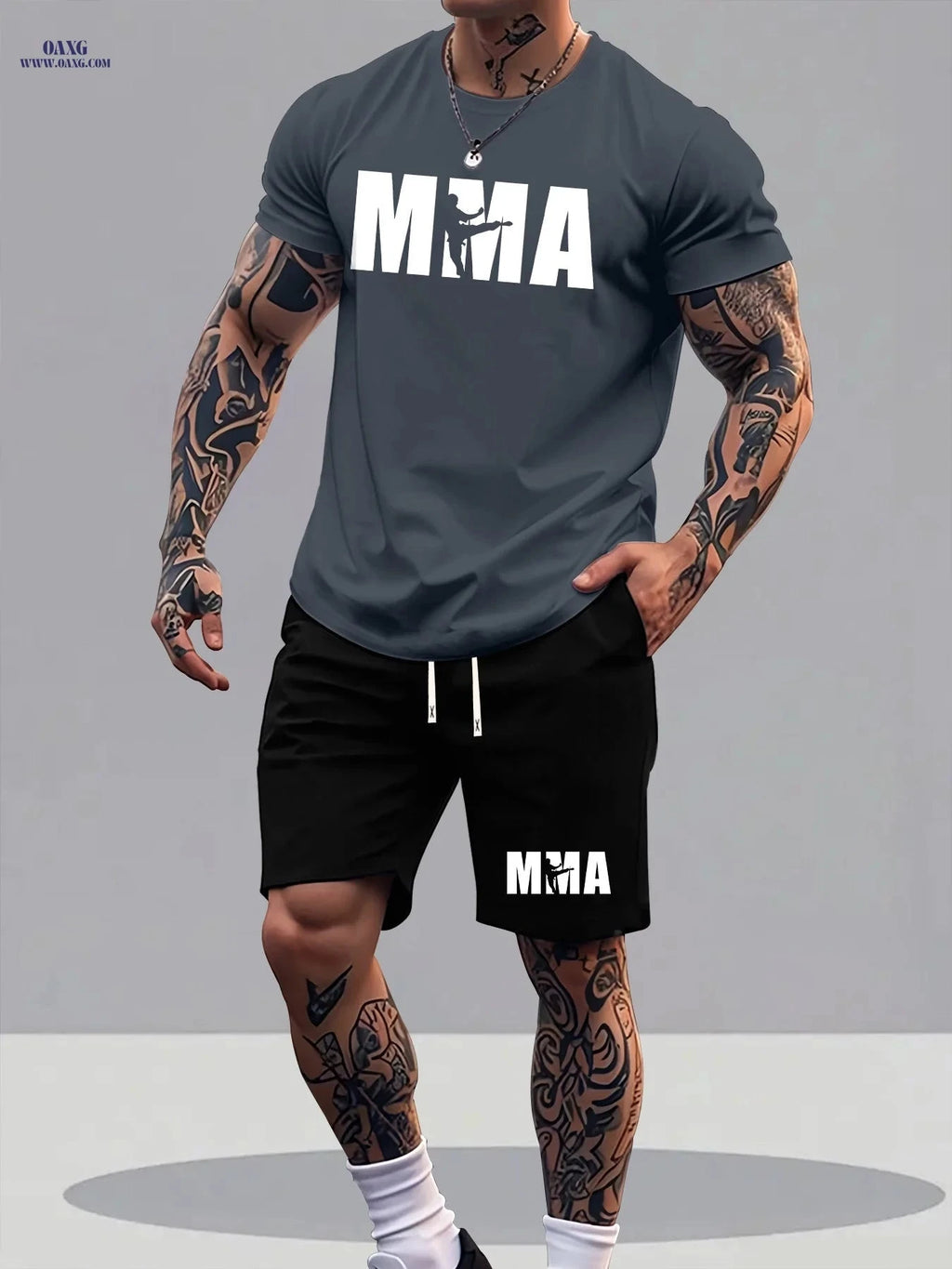 Men's Summer T-Shirt and Shorts Set - Trendy Graphic Sportswear   OAXG 