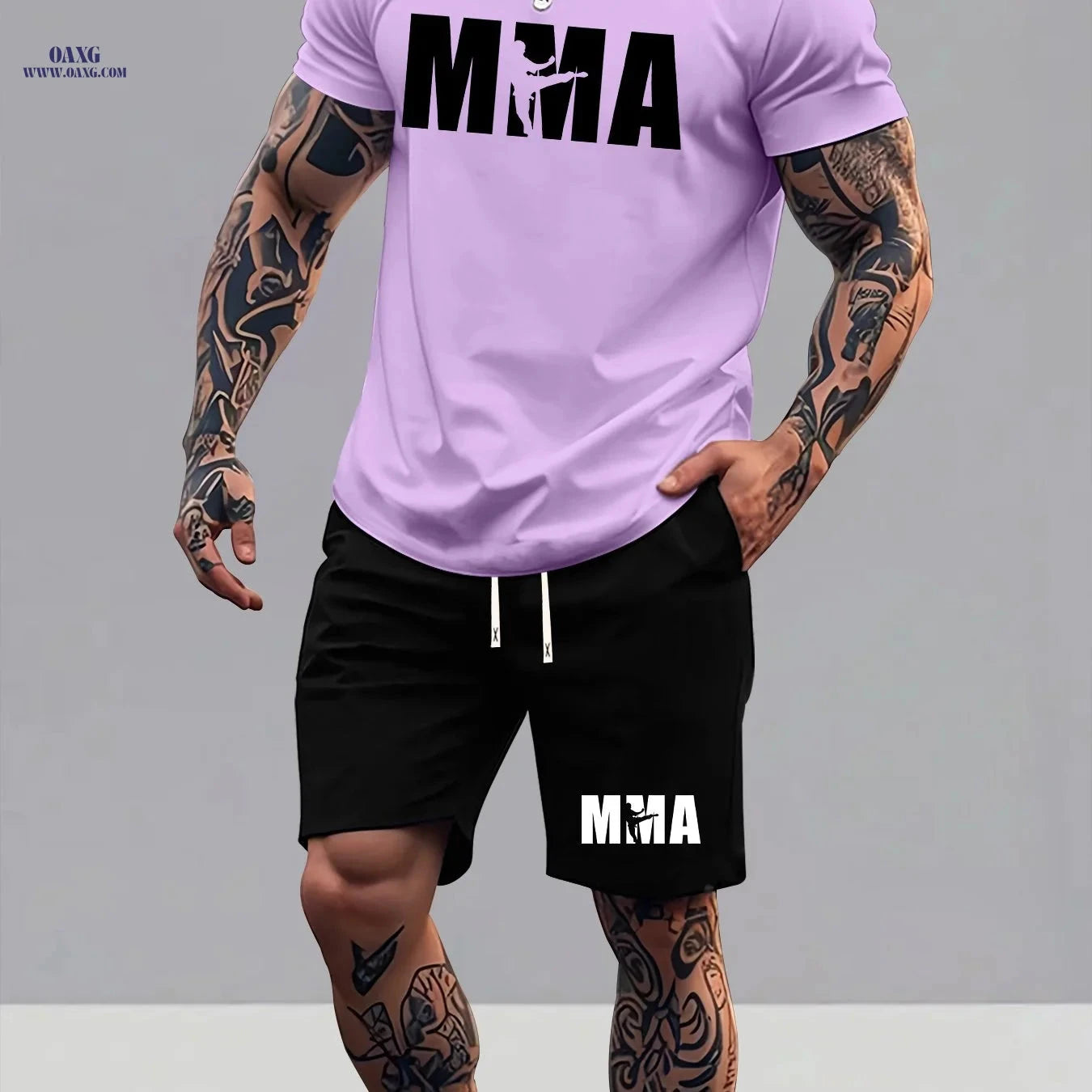 Men's Summer T-Shirt and Shorts Set - Trendy Graphic Sportswear   OAXG 