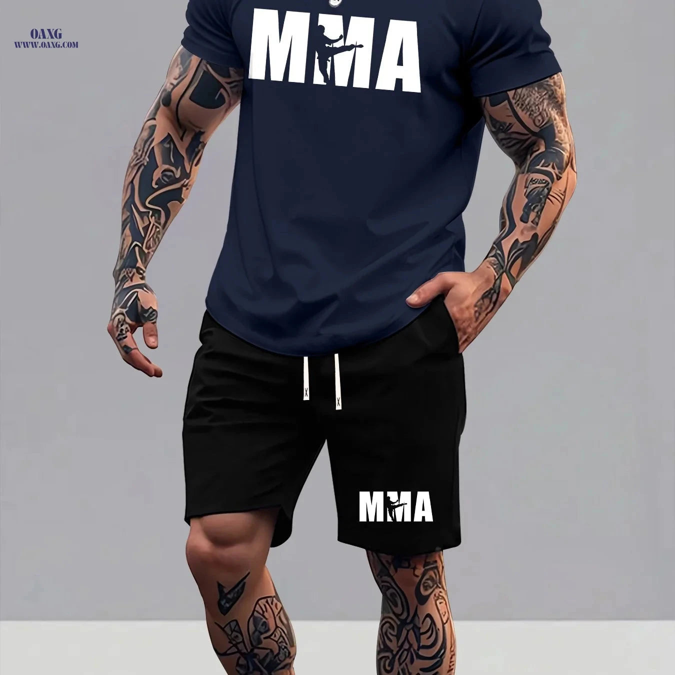 Men's Summer T-Shirt and Shorts Set - Trendy Graphic Sportswear   OAXG 