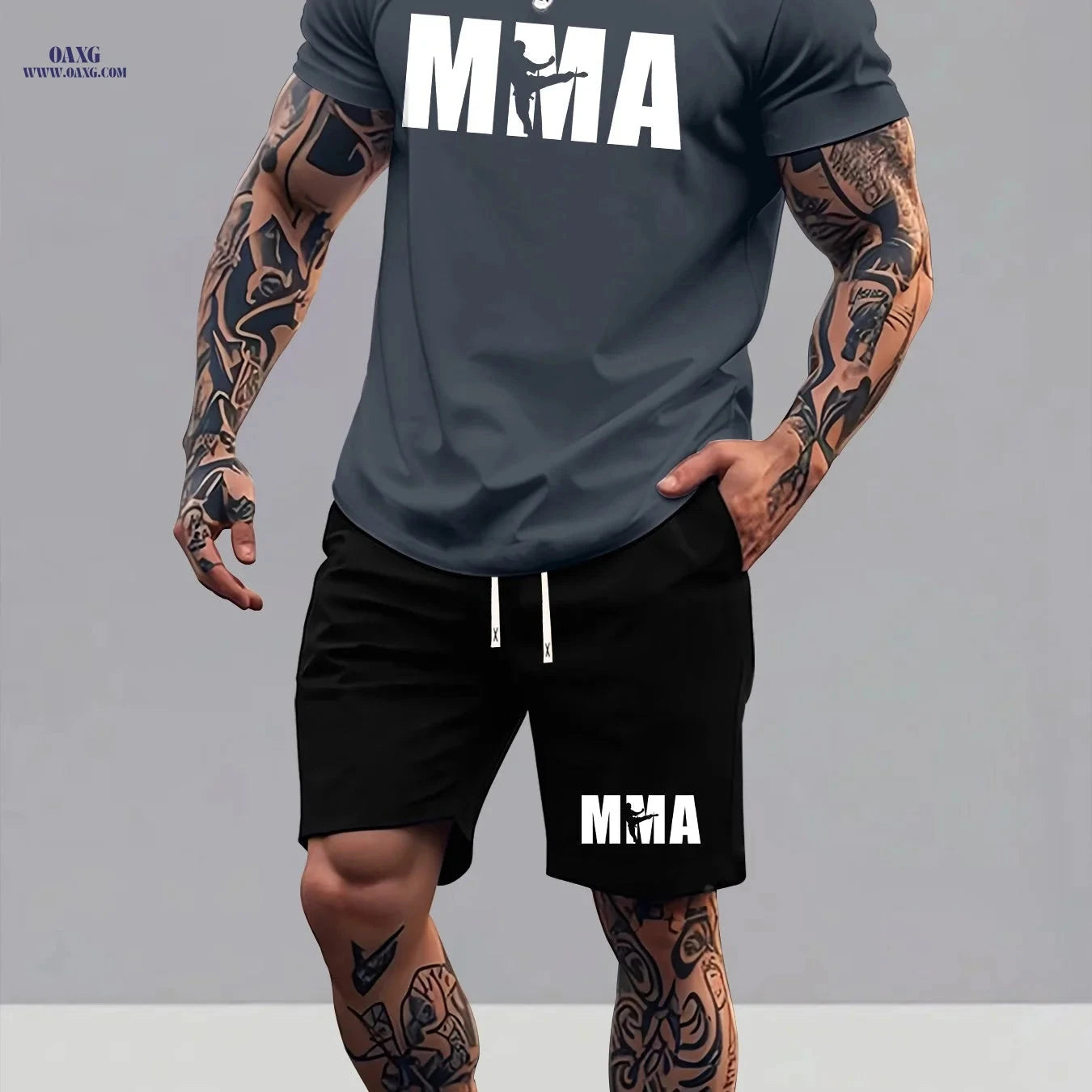 Men's Summer T-Shirt and Shorts Set - Trendy Graphic Sportswear   OAXG 