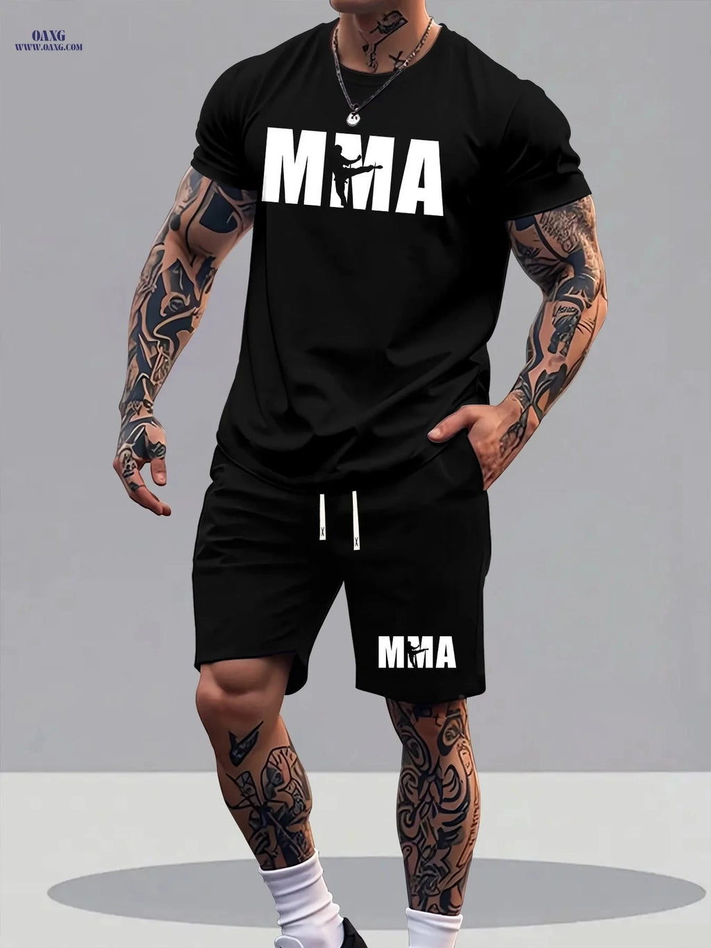 Men's Summer T-Shirt and Shorts Set - Trendy Graphic Sportswear   OAXG 